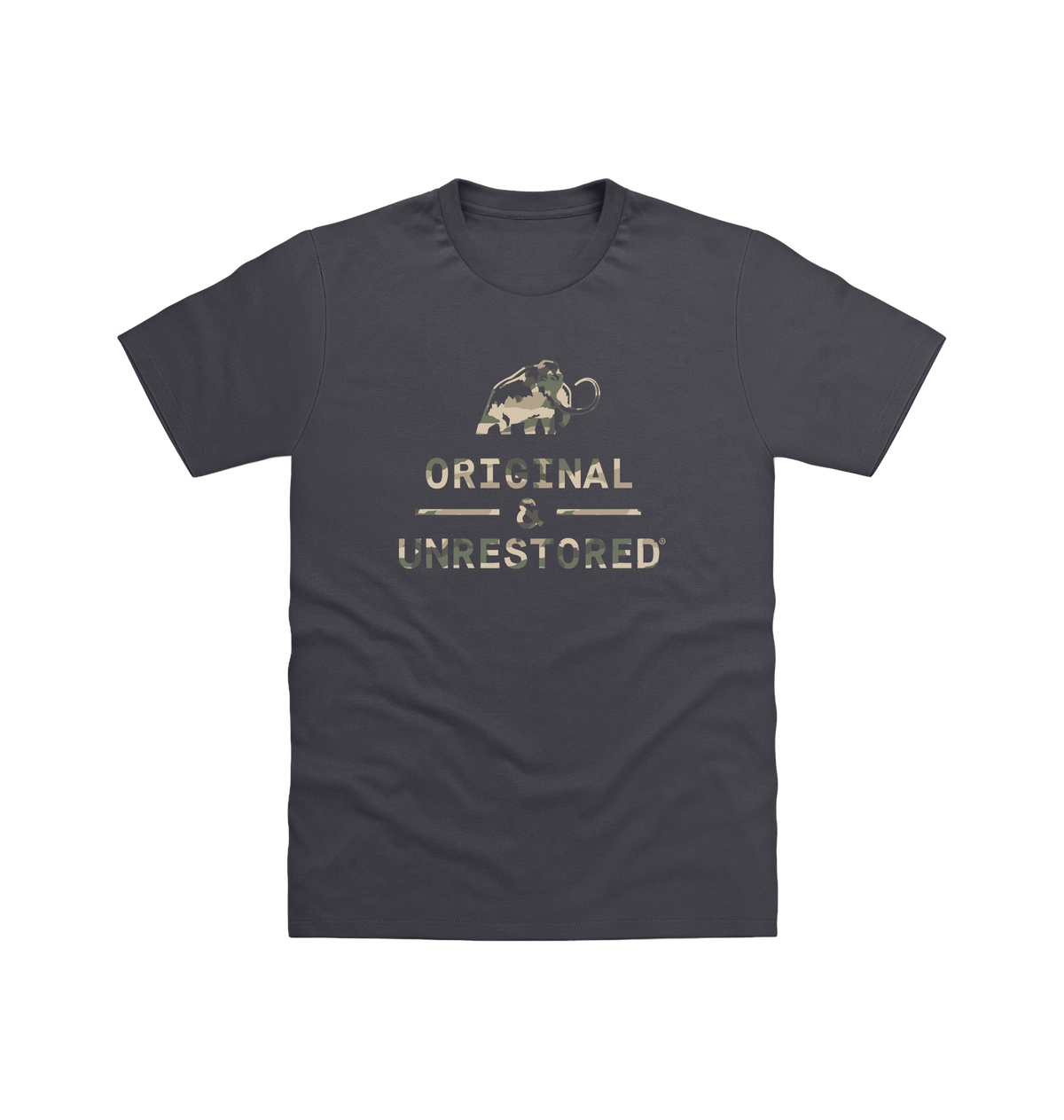 Solid Charcoal Printed T-shirt Front