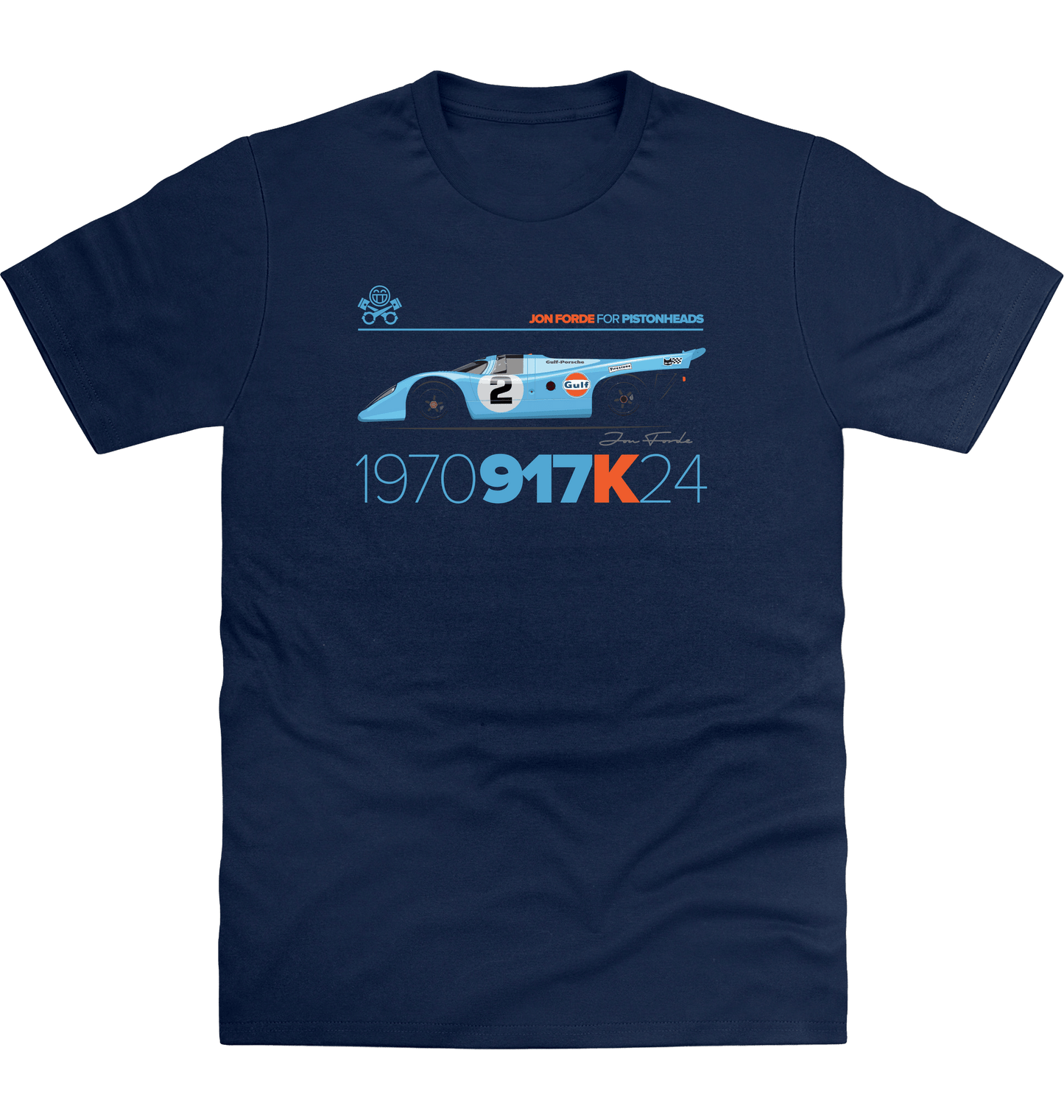 New French Navy Printed T-shirt Front