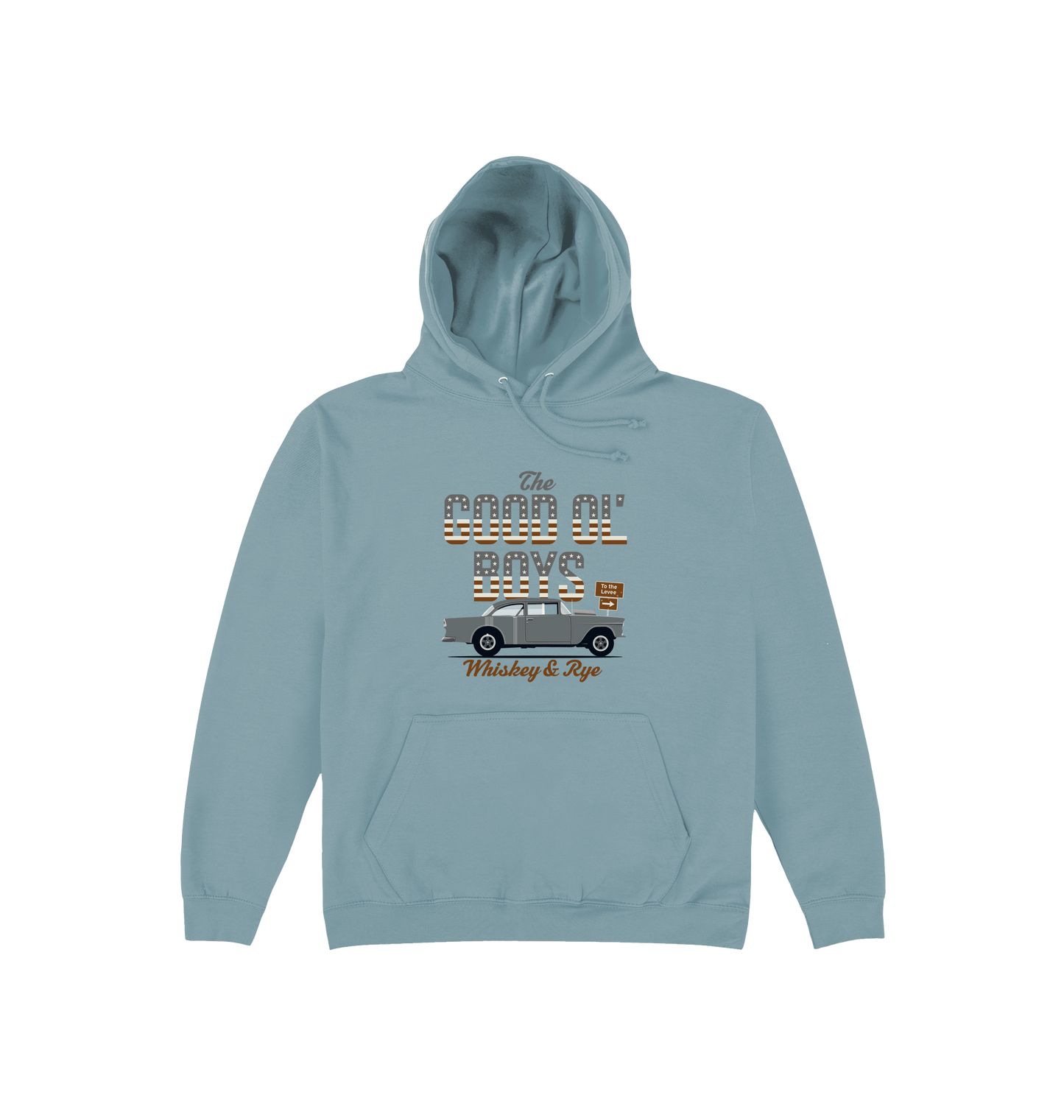 Dusty Blue Printed Hoody Front