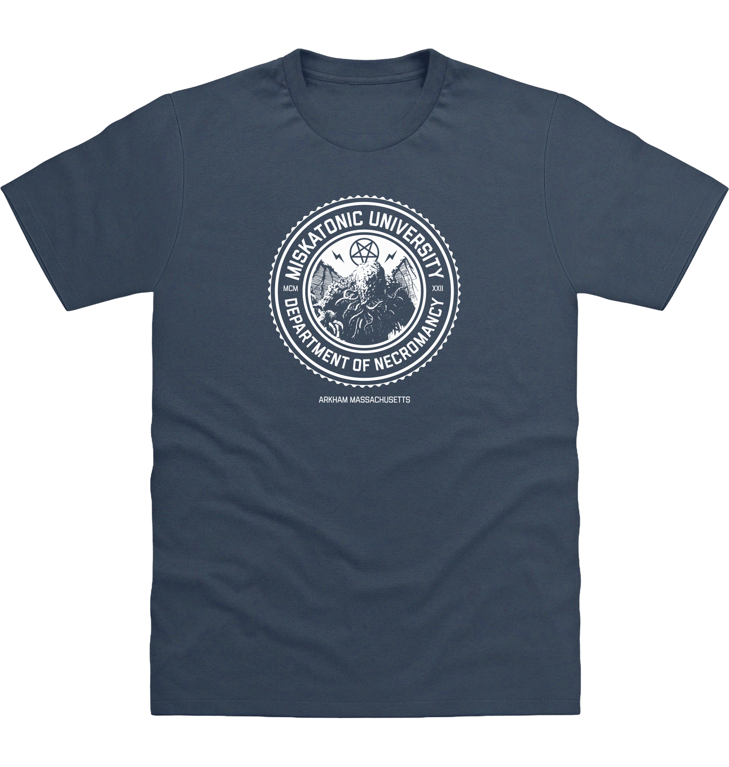 Airforce Blue Printed T-shirt Front