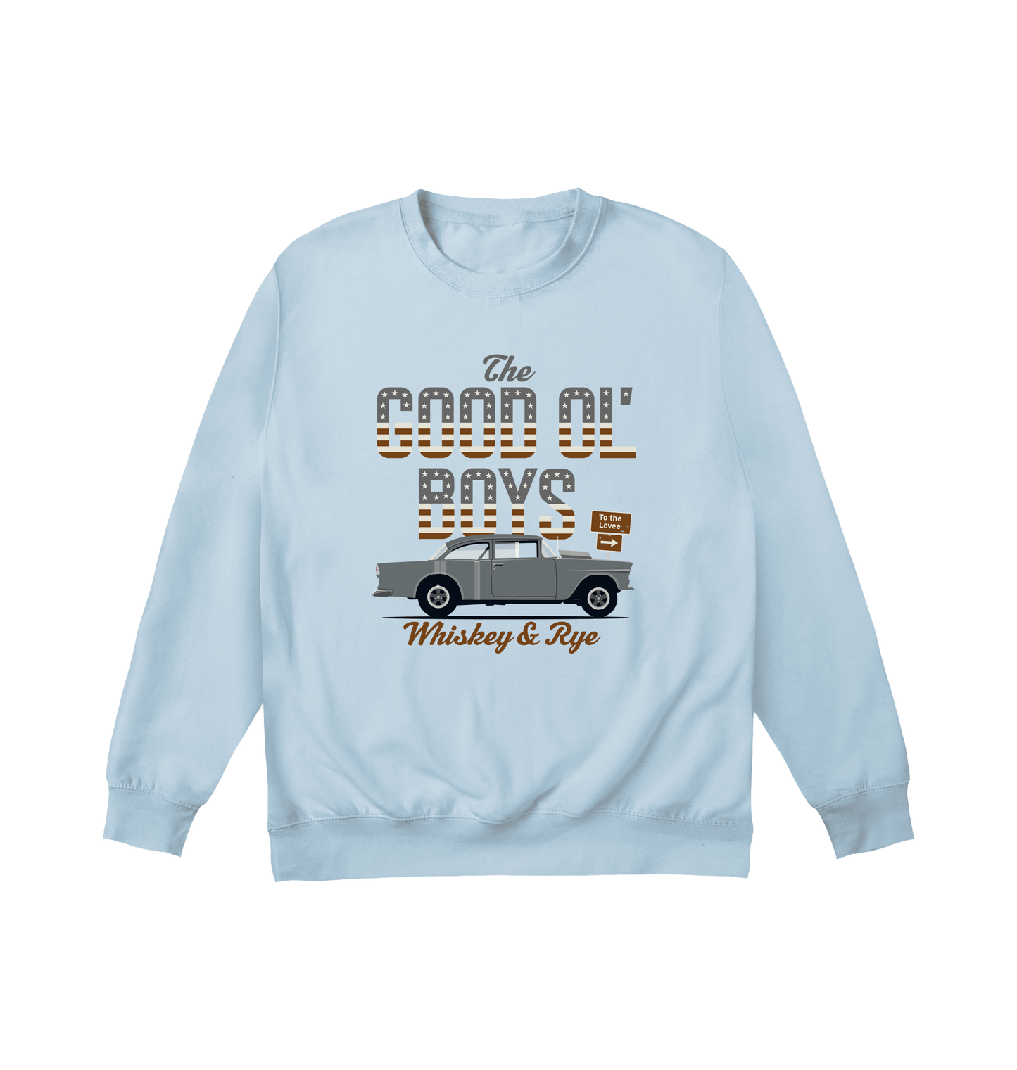 Sky Blue Printed Sweater Front