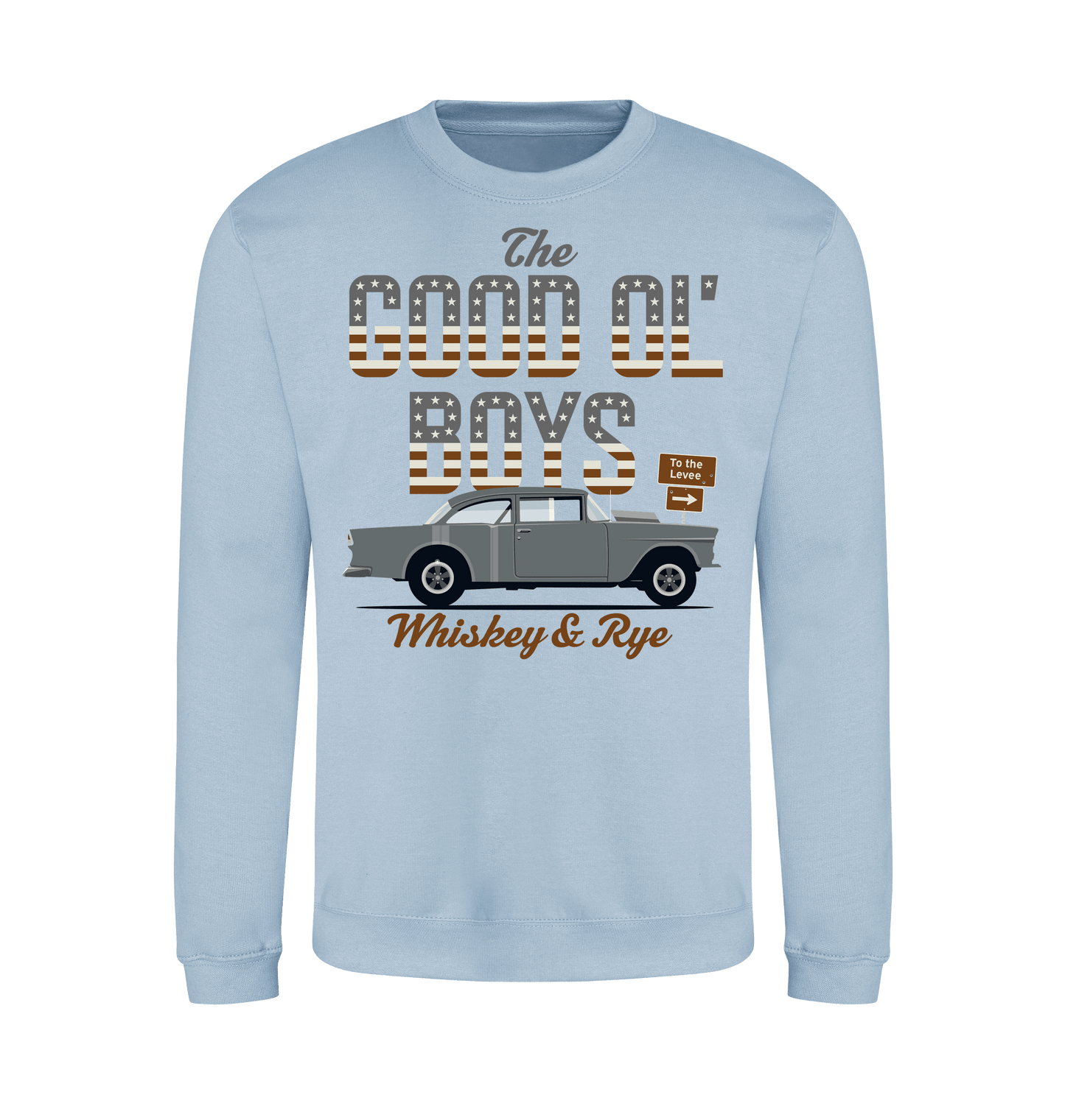 Sky Blue Printed Sweater Front