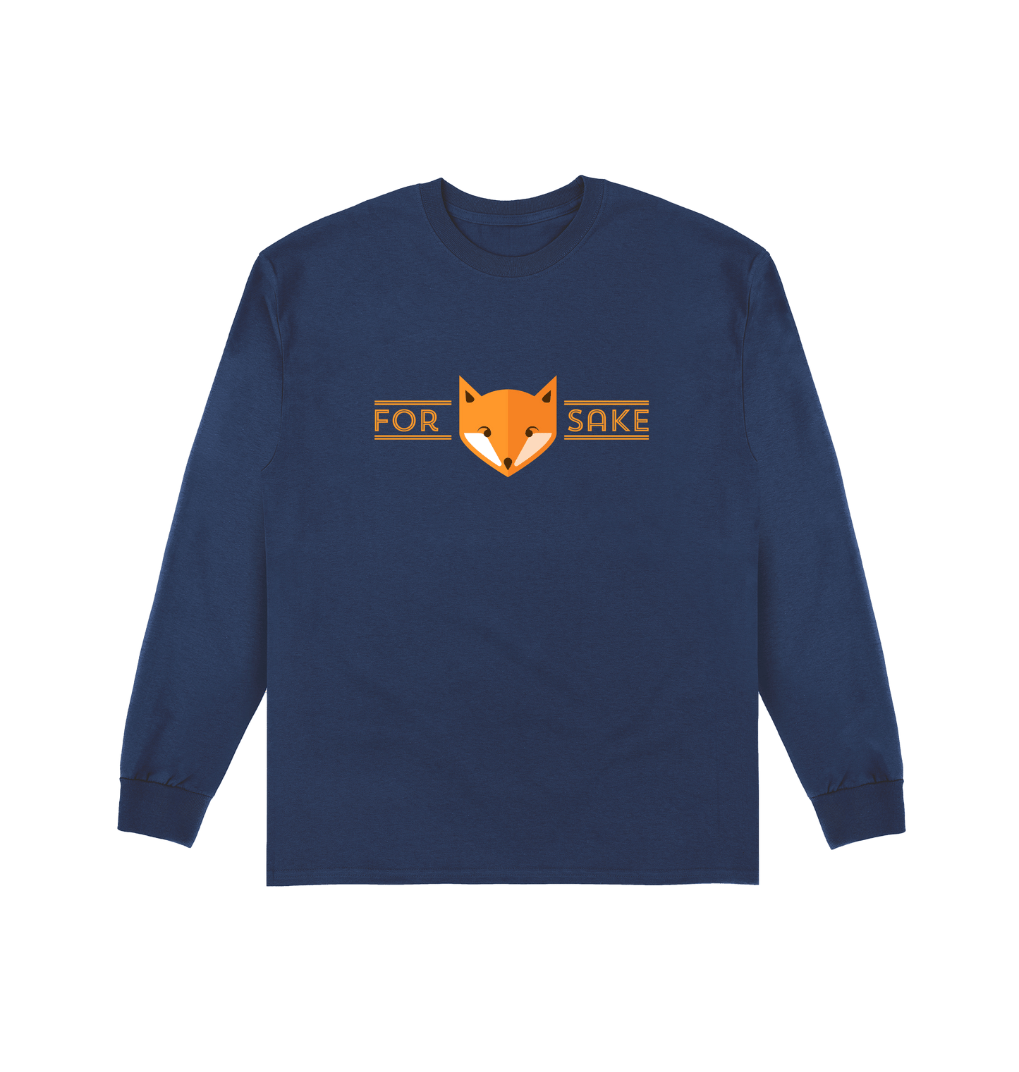 Navy Printed Long Sleeve T Shirt Front