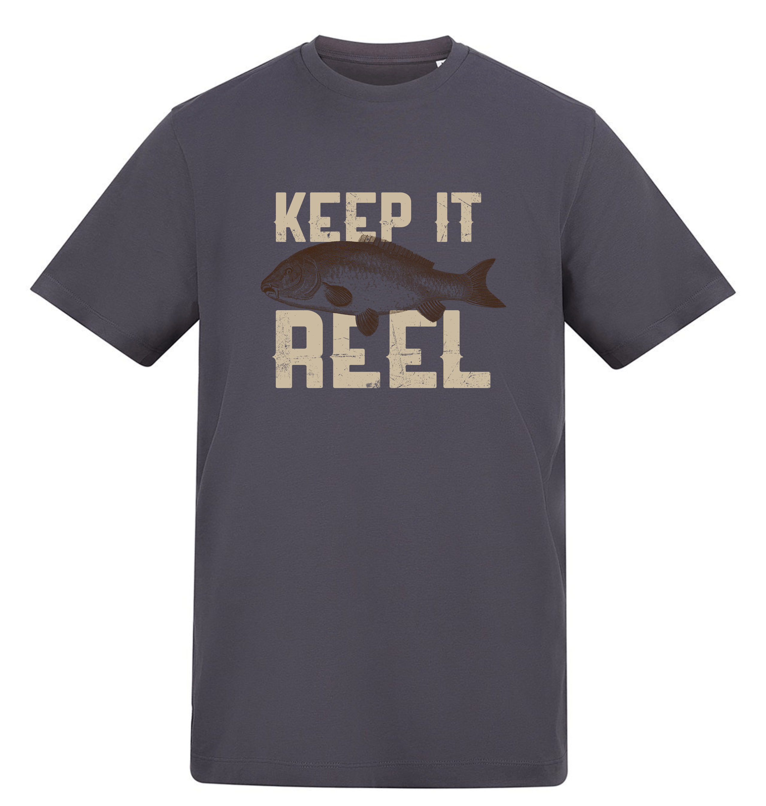 Solid Charcoal Printed T-shirt Front