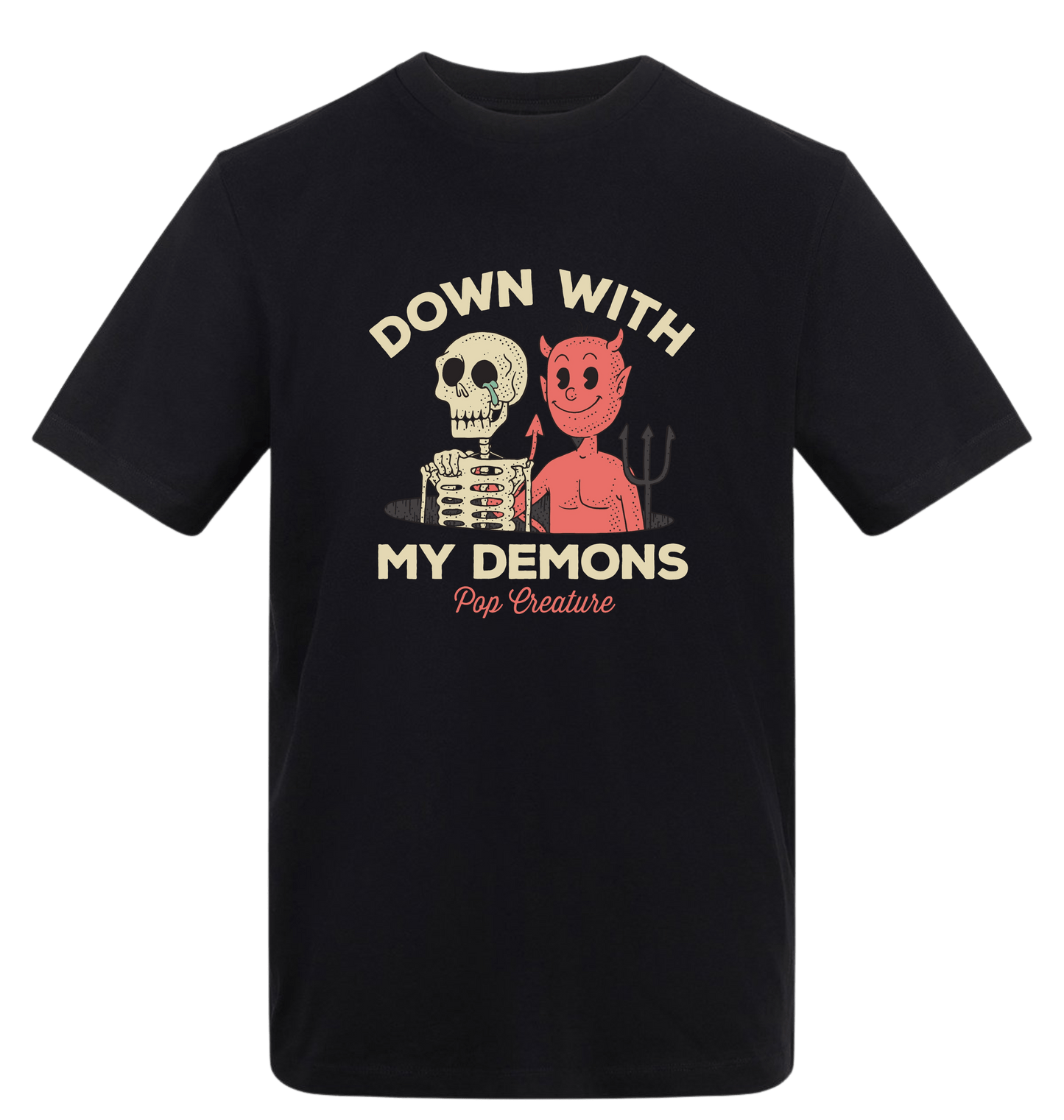 Deep Black Printed T-shirt Front
