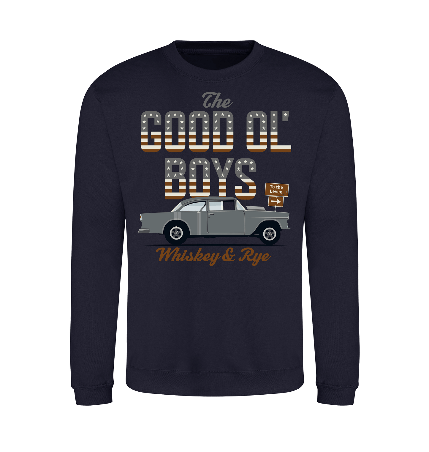 New French Navy Printed Sweater Front