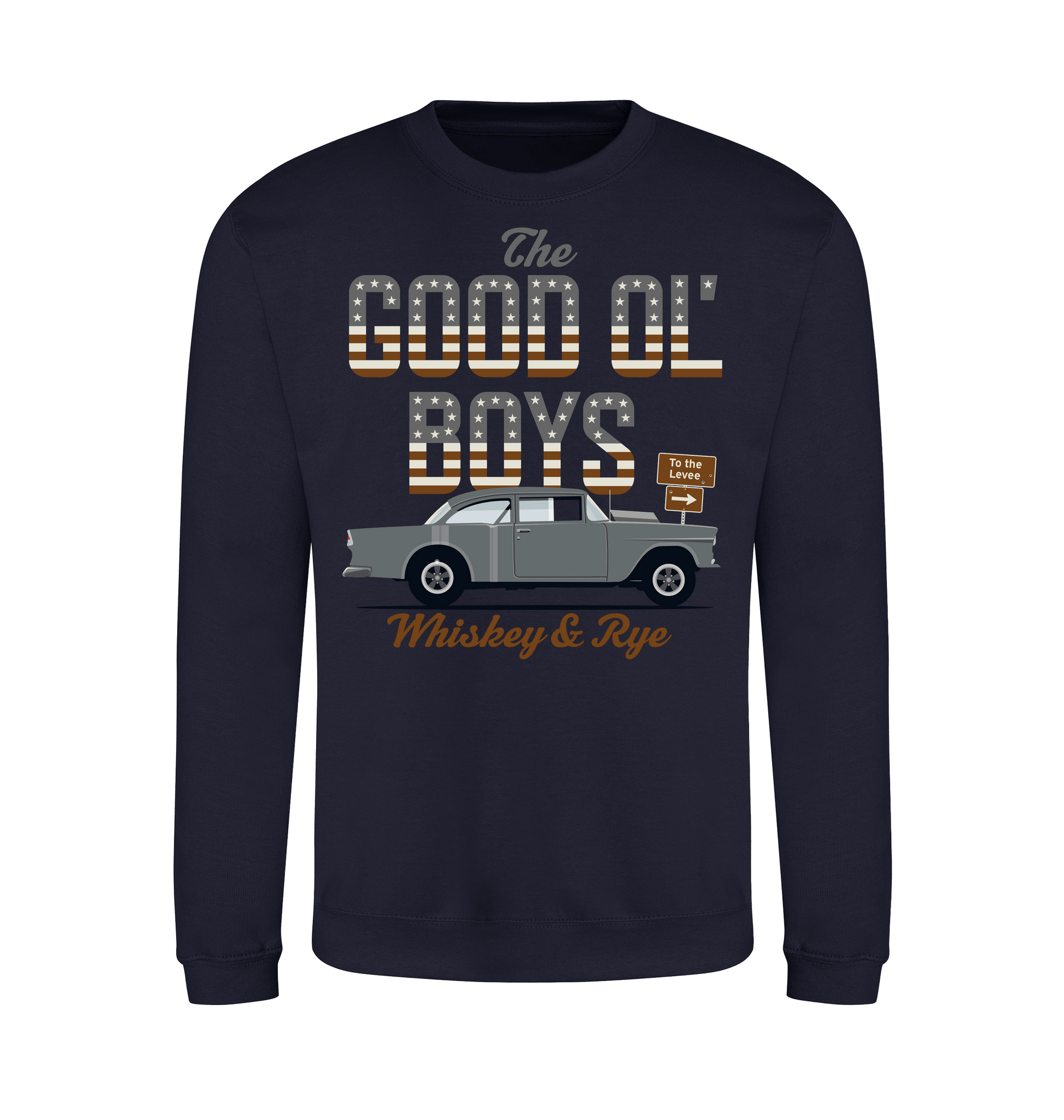 New French Navy Printed Sweater Front
