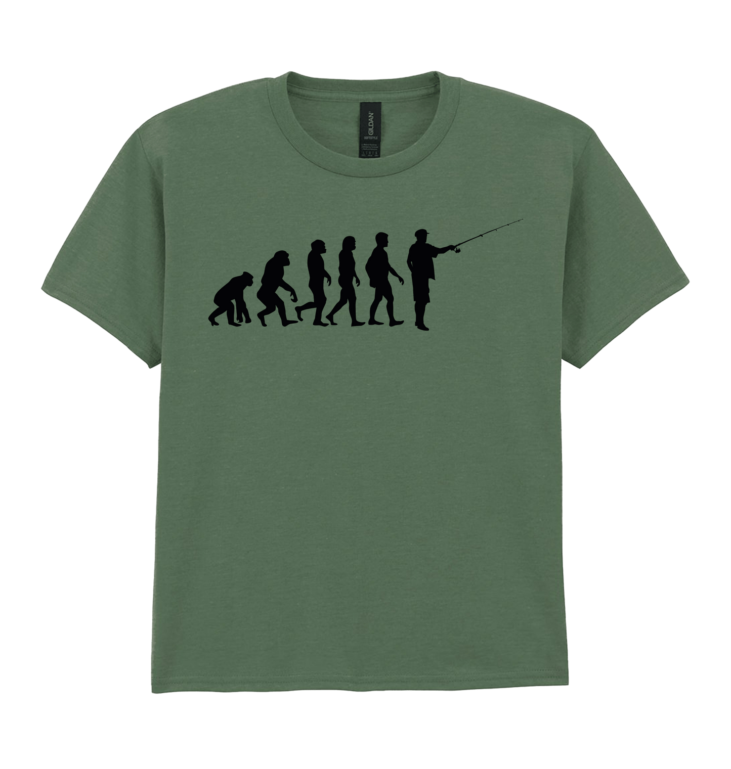 Military Green Printed Kids T-Shirt Front