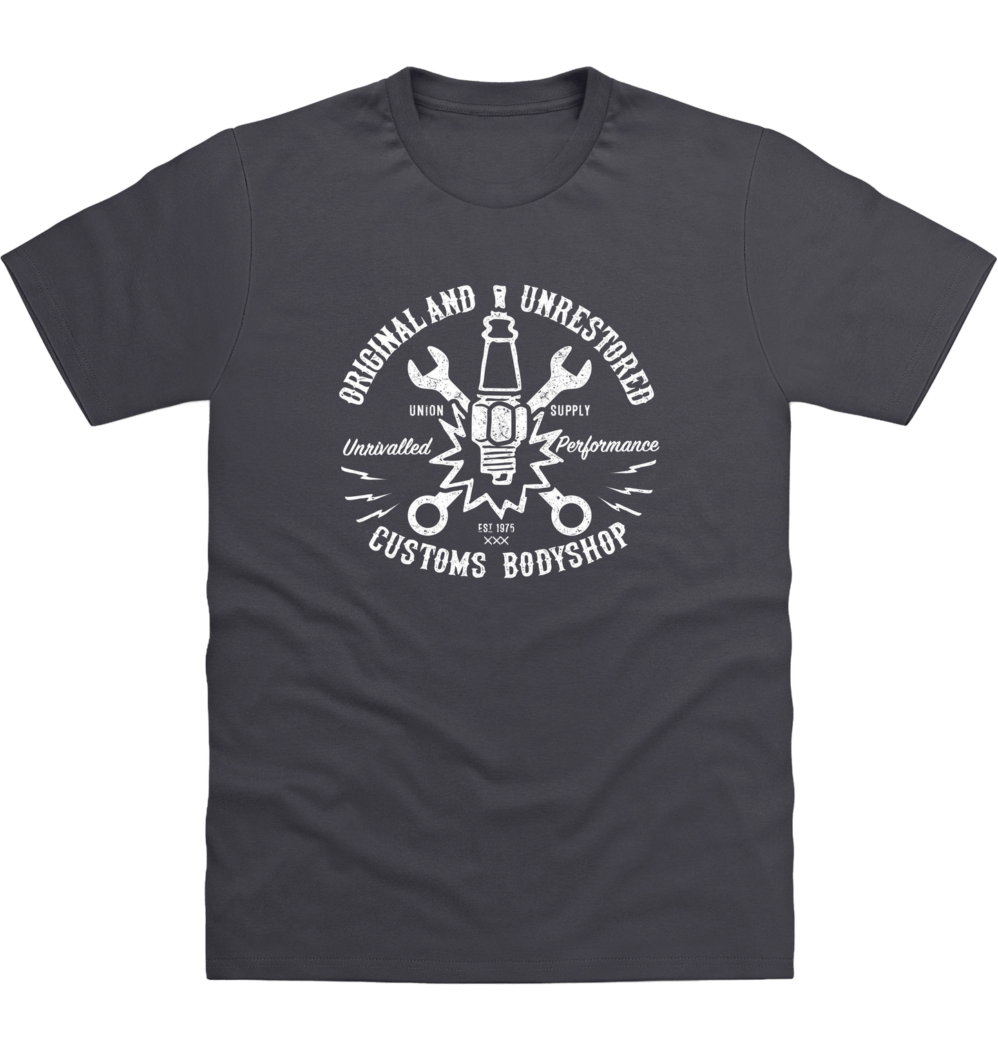 Solid Charcoal Printed T-shirt Front