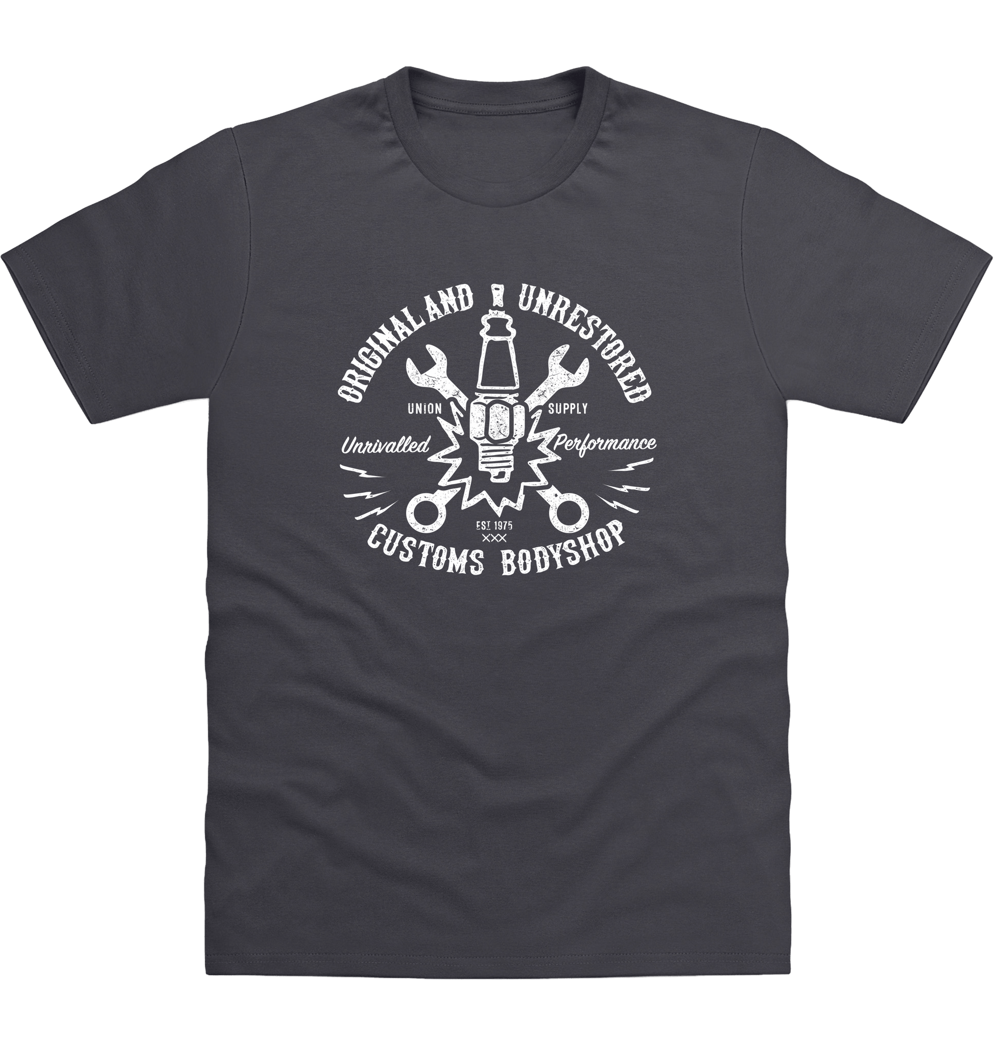 Solid Charcoal Printed T-shirt Front