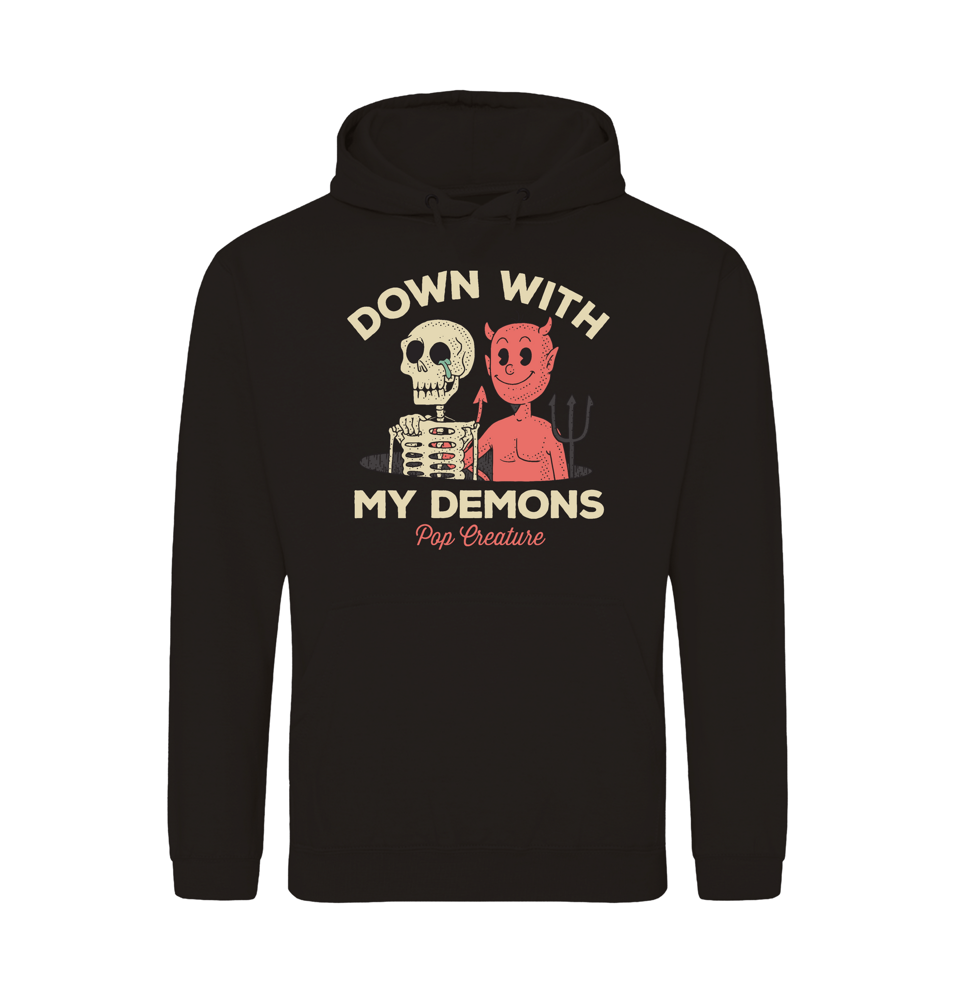 Deep Black Printed Hoody Front