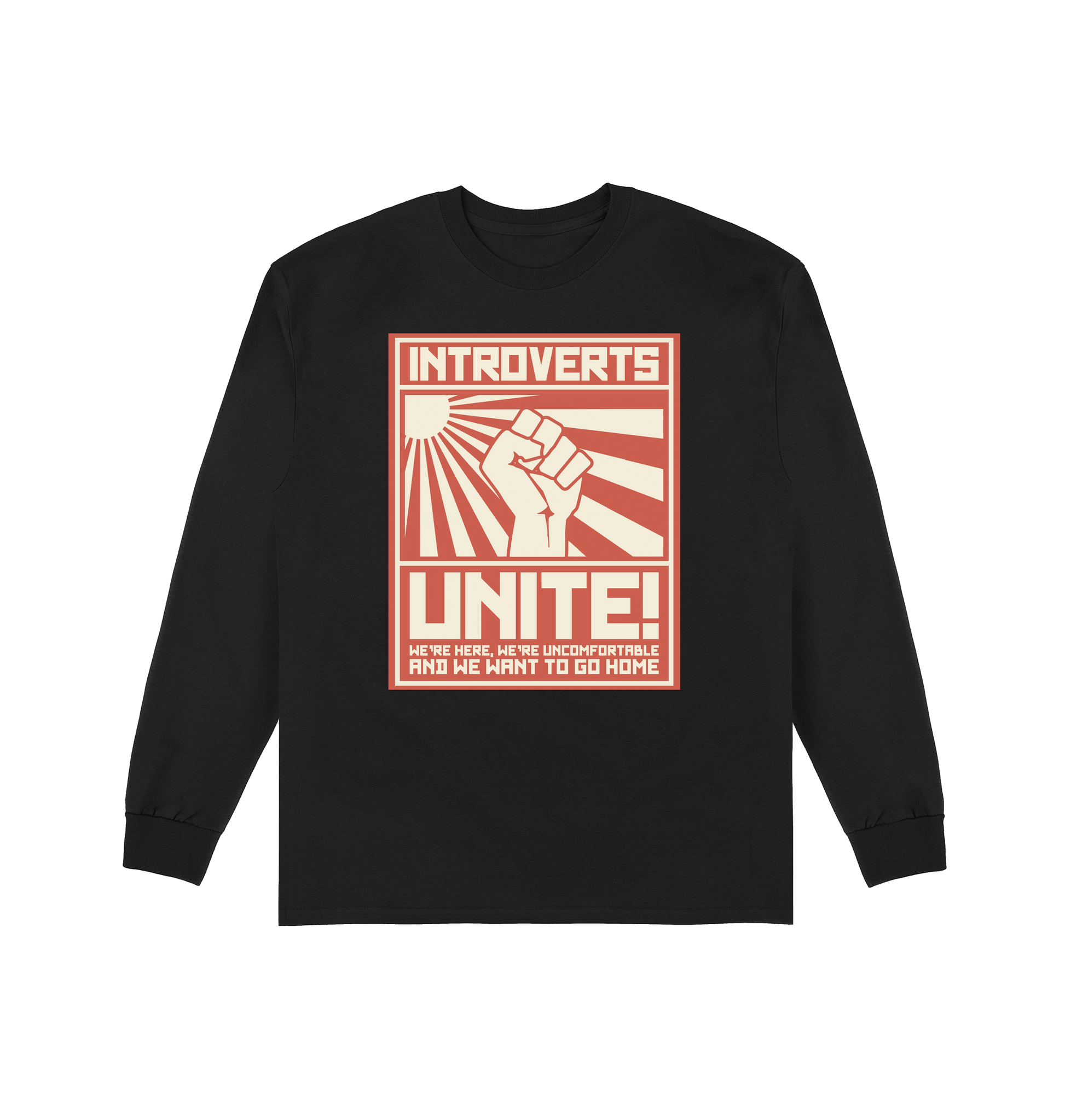 Black Printed Long Sleeve T Shirt Front