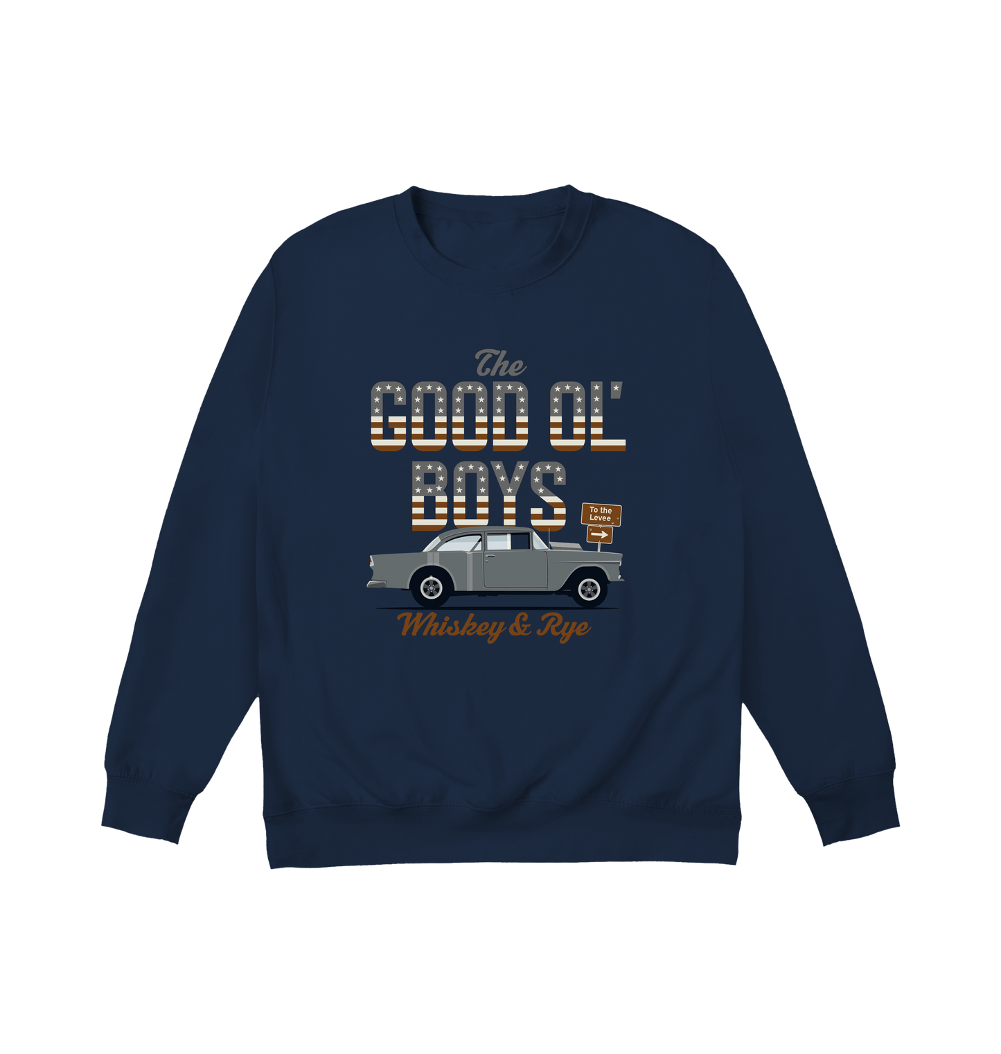 New French Navy Printed Sweater Front