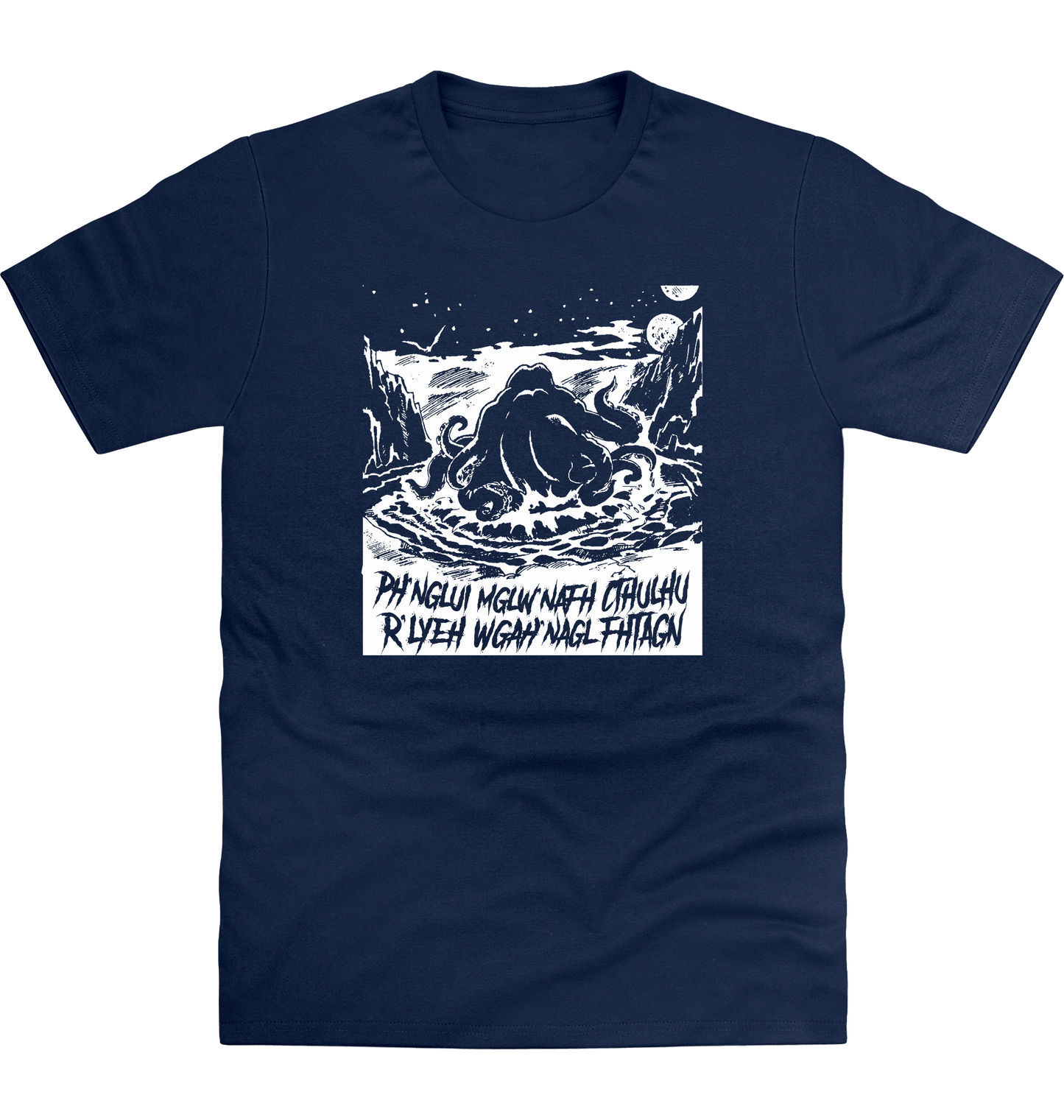 New French Navy Printed T-shirt Front