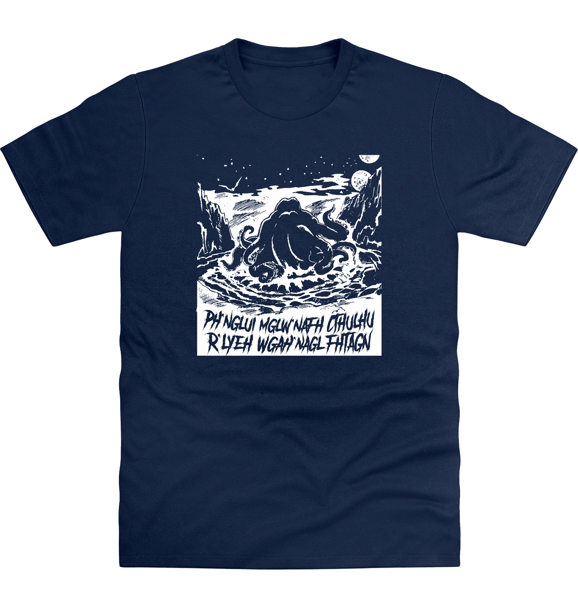 New French Navy Printed T-shirt Front
