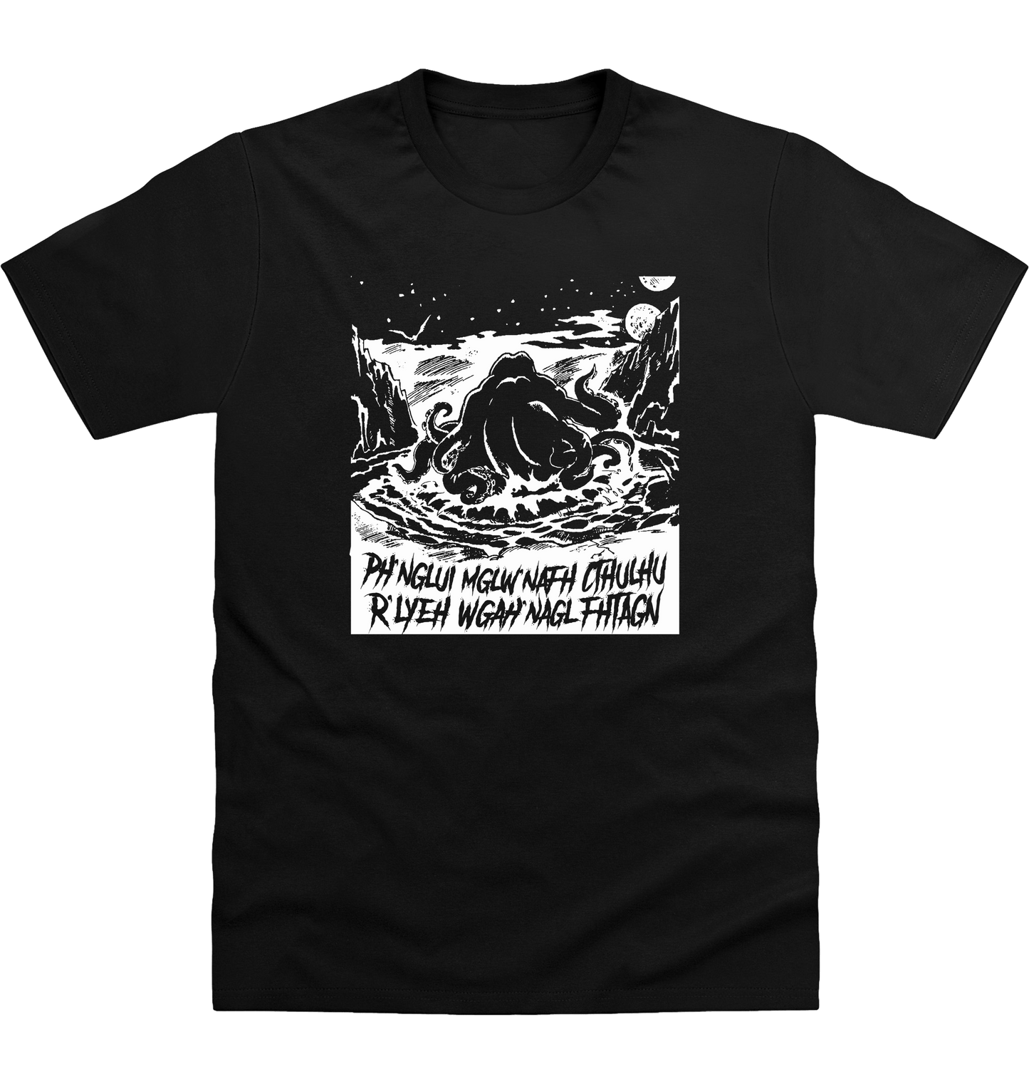 Deep Black Printed T-shirt Front