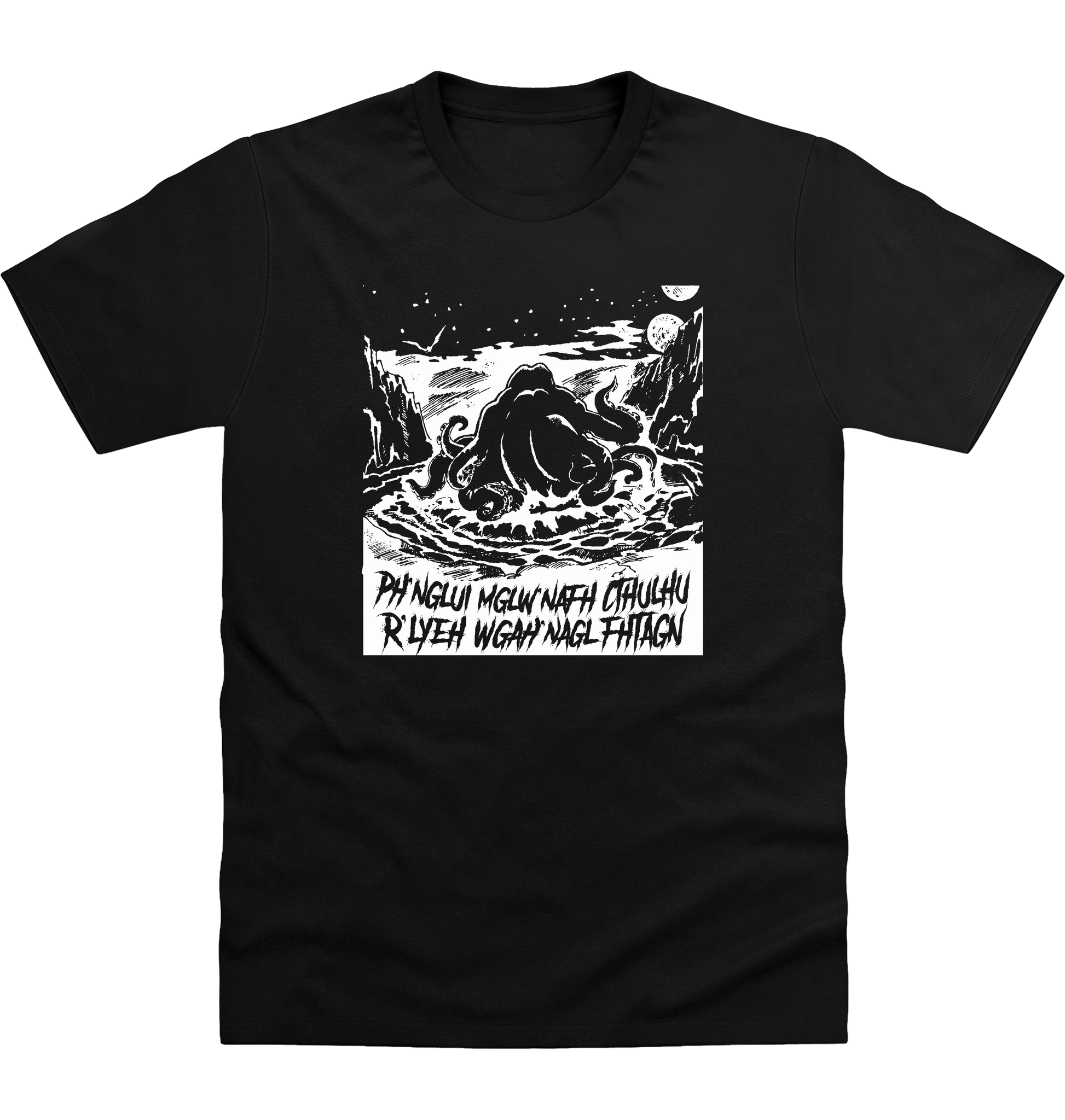 Deep Black Printed T-shirt Front