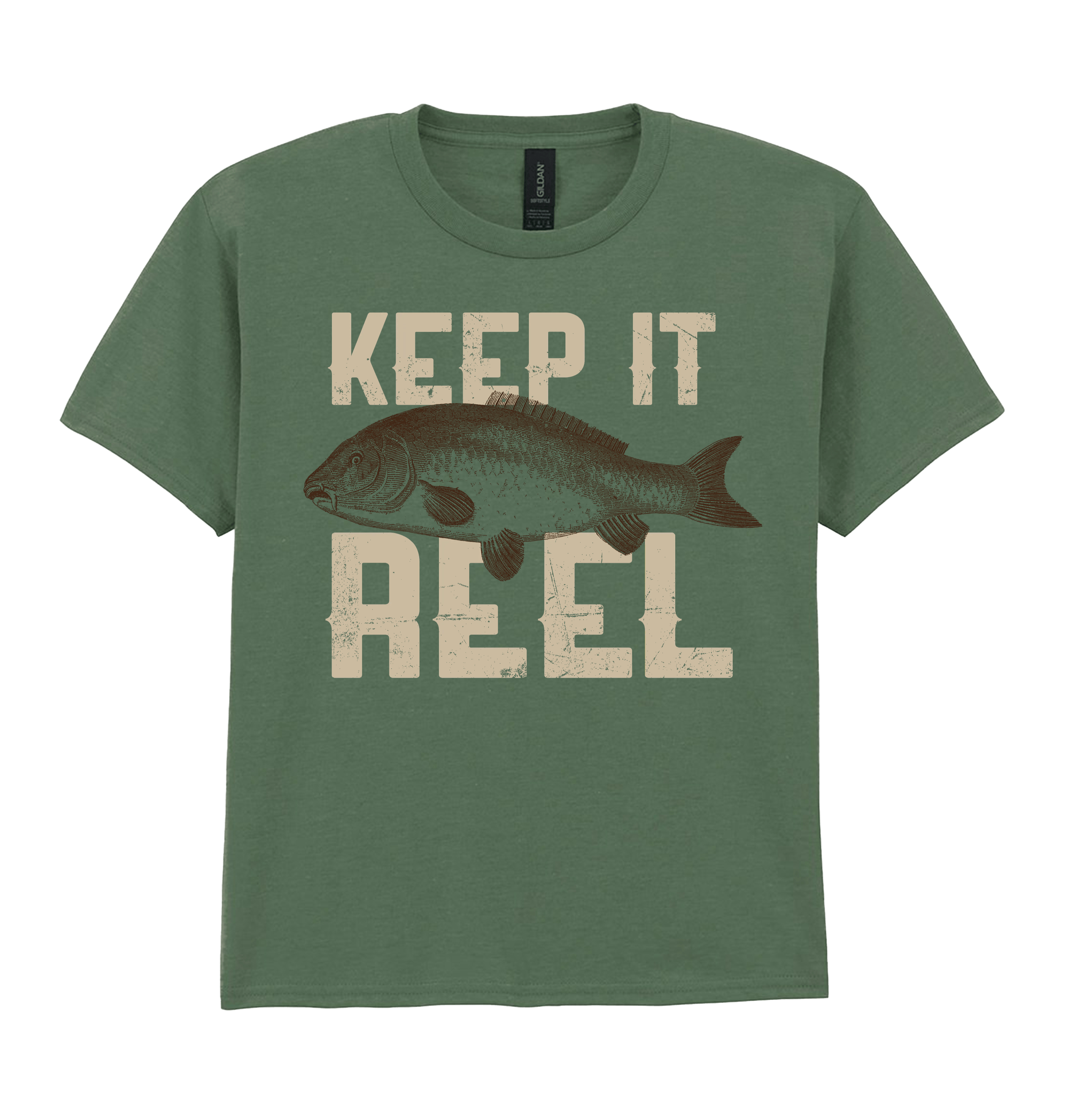 Military Green Printed Kids T-Shirt Front