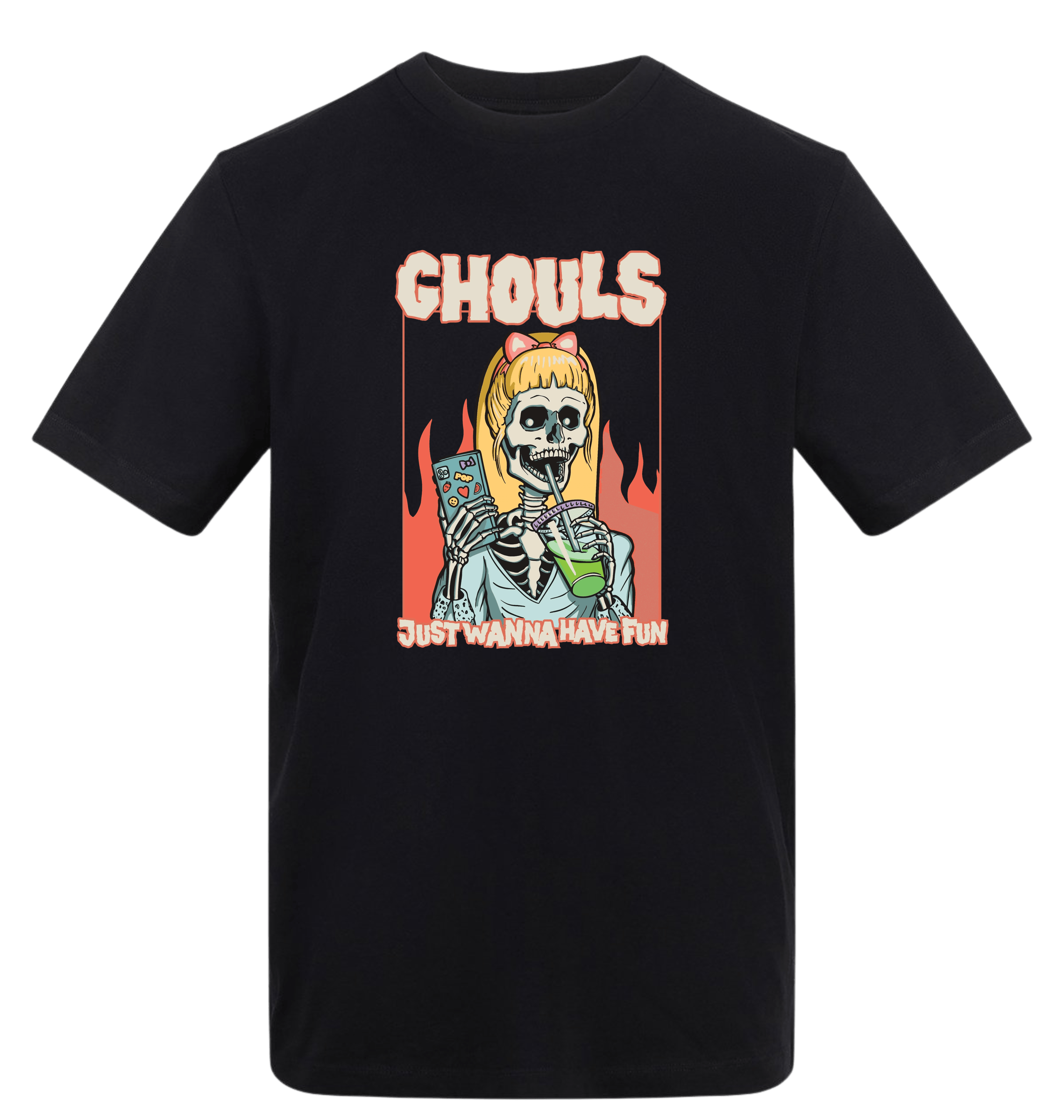 Deep Black Printed T-shirt Front