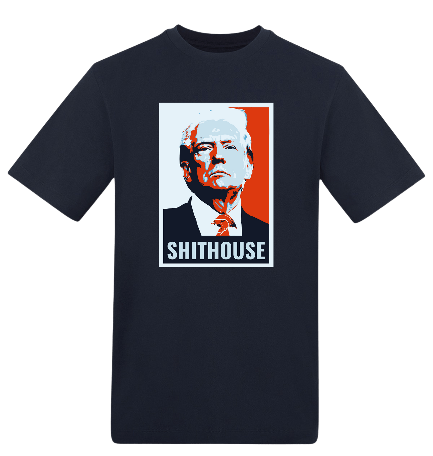 New French Navy Printed T-shirt Front