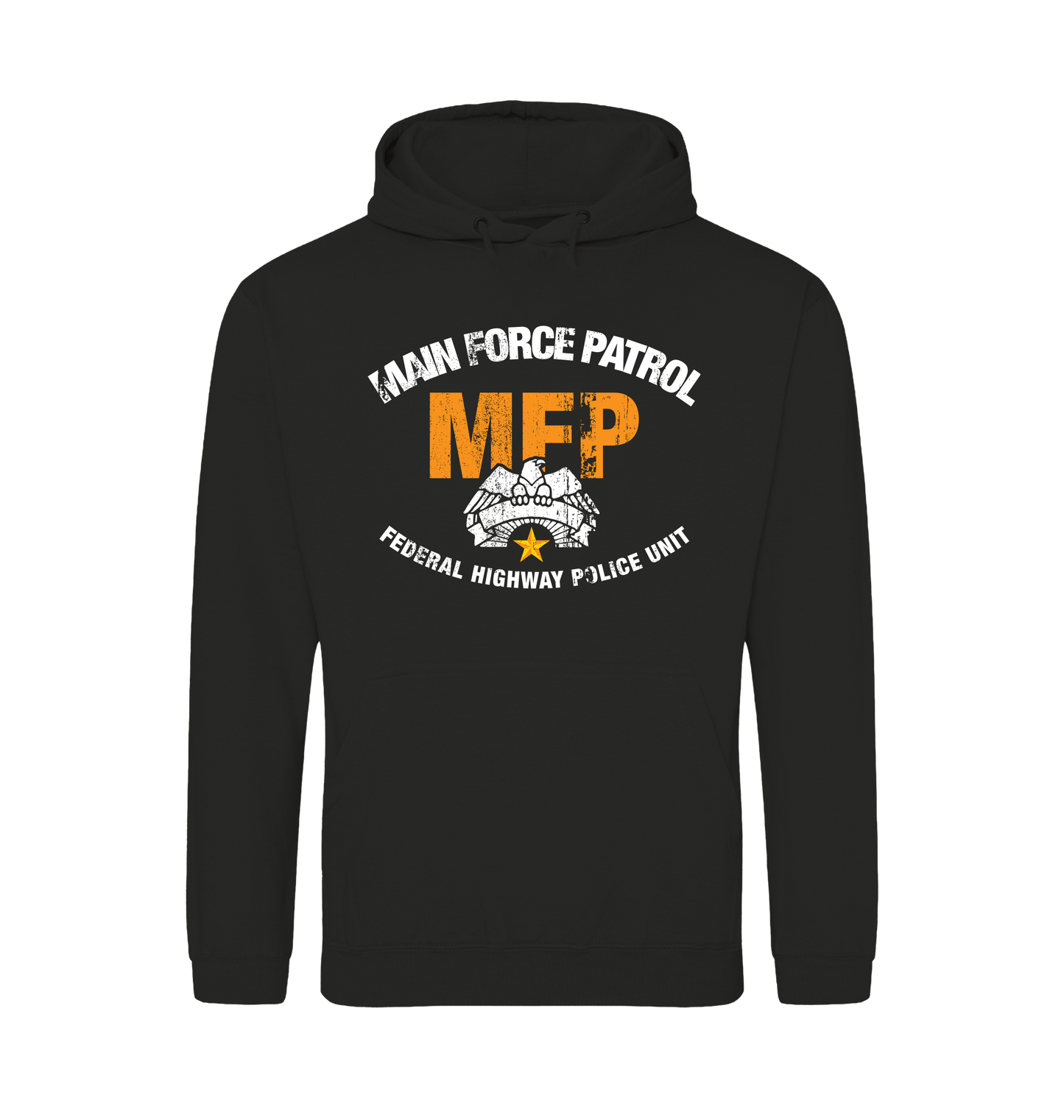 Jet Black Printed Hoody Front