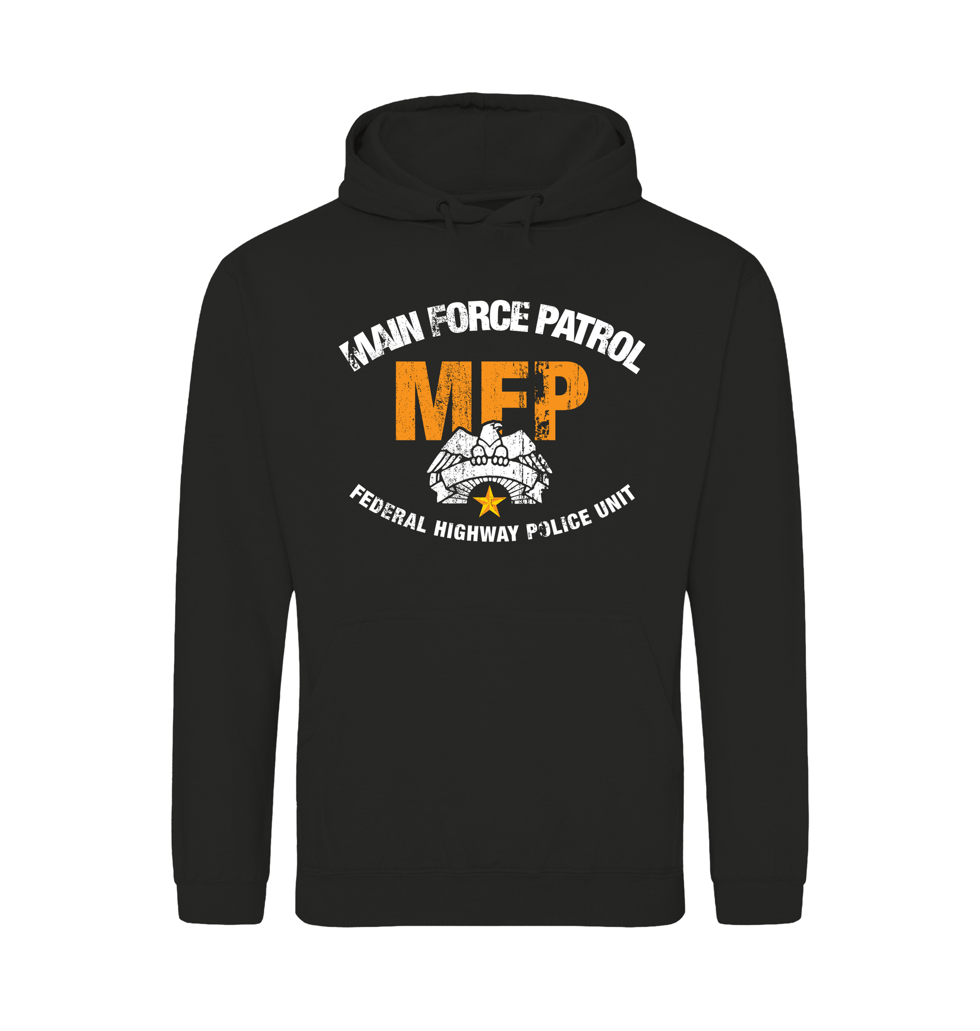 Jet Black Printed Hoody Front