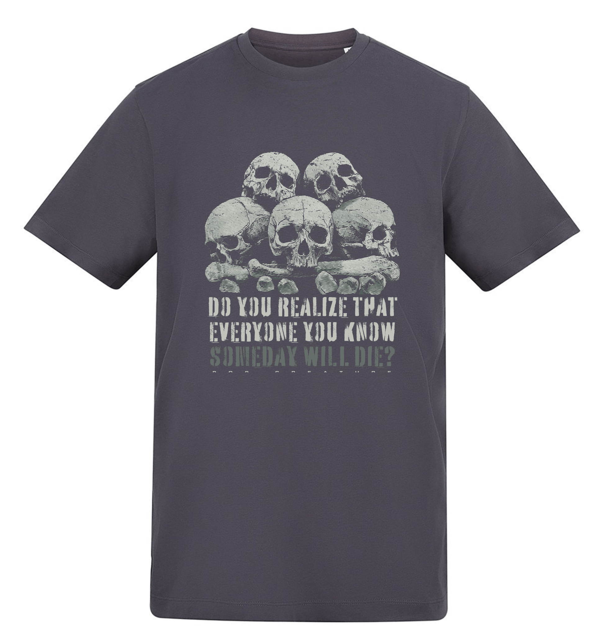 Solid Charcoal Printed T-shirt Front