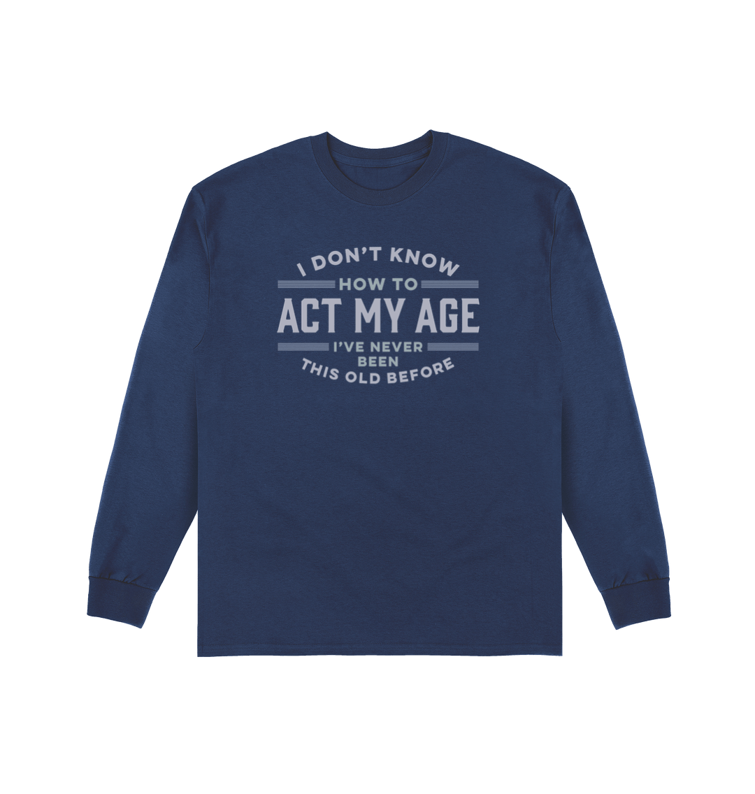 Navy Printed Long Sleeve T Shirt Front