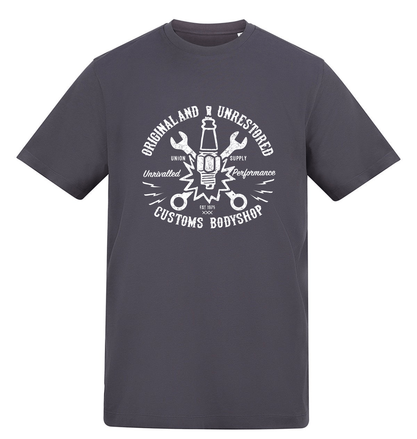 Solid Charcoal Printed T-shirt Front