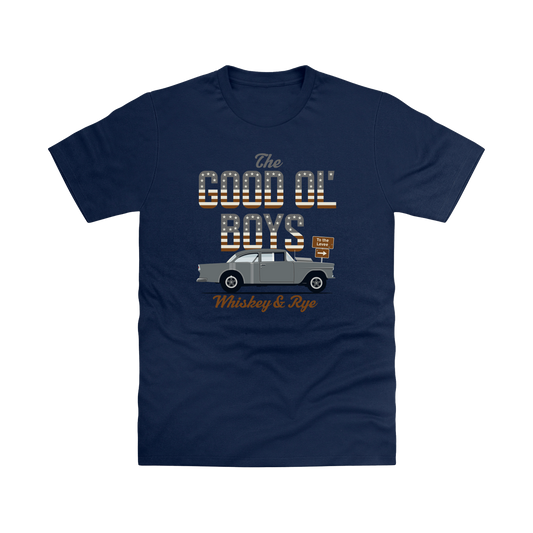 New French Navy Printed T-shirt Front