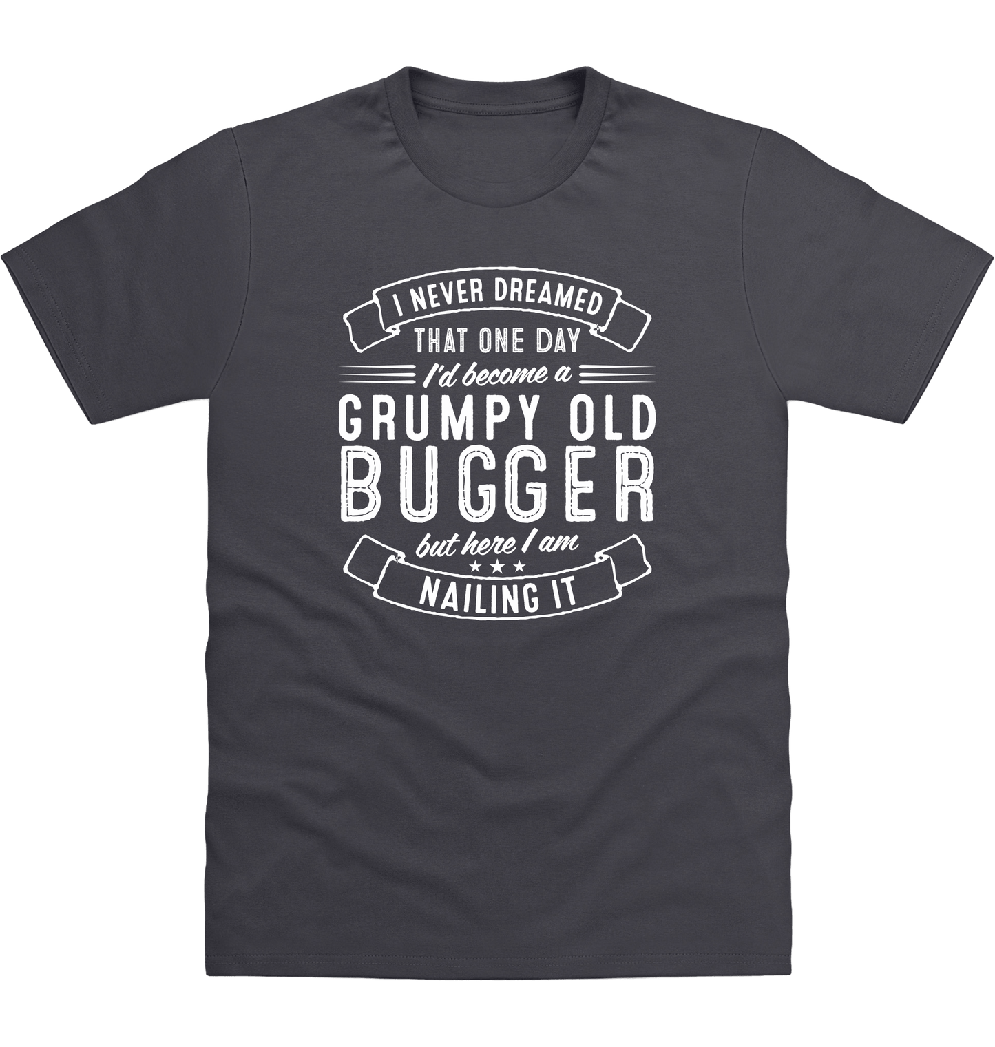 Solid Charcoal Printed T-shirt Front