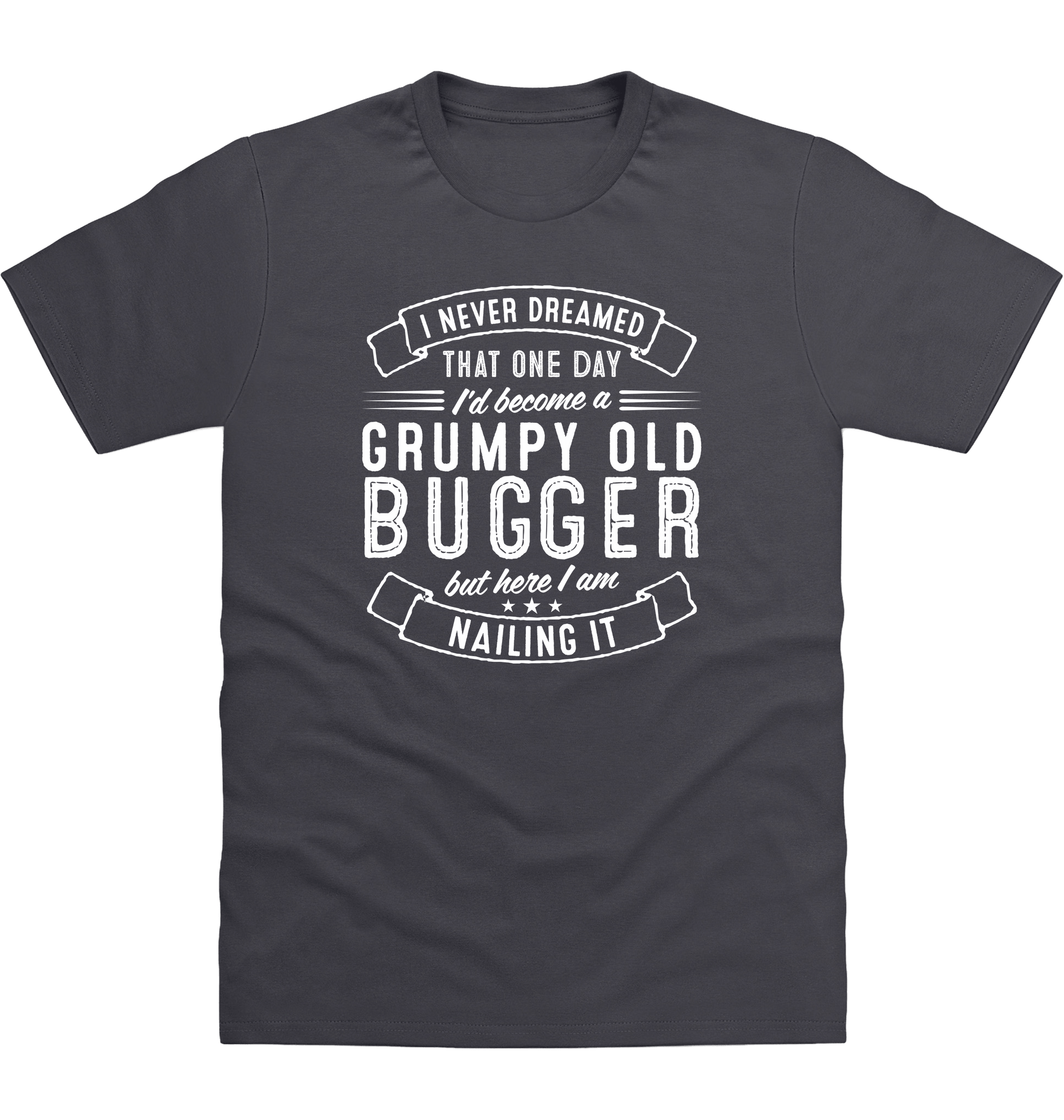 Solid Charcoal Printed T-shirt Front