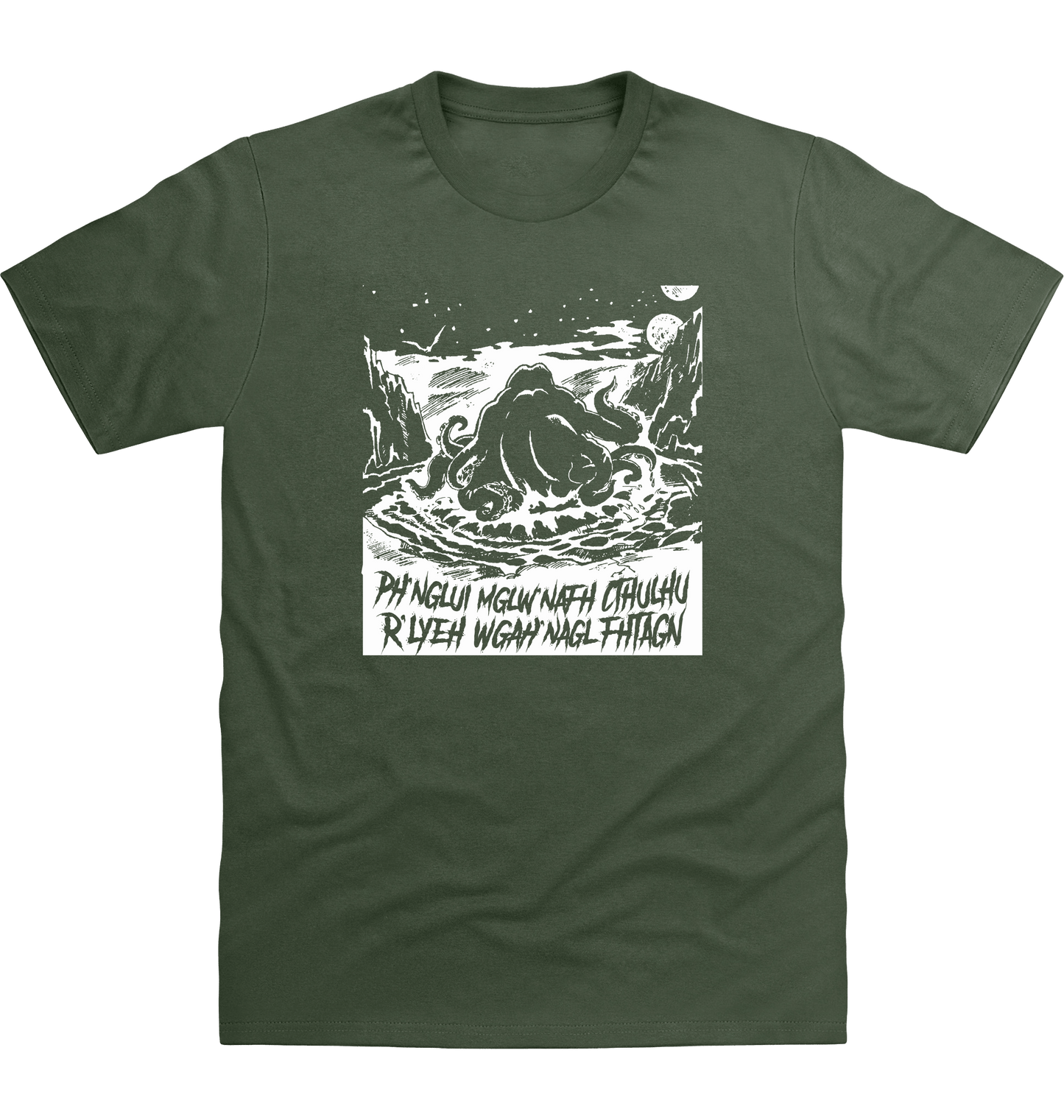 Earthy Green Printed T-shirt Front
