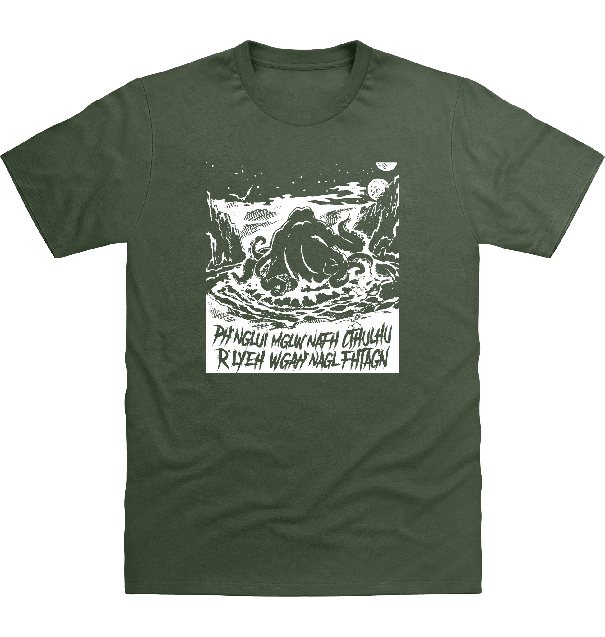Earthy Green Printed T-shirt Front