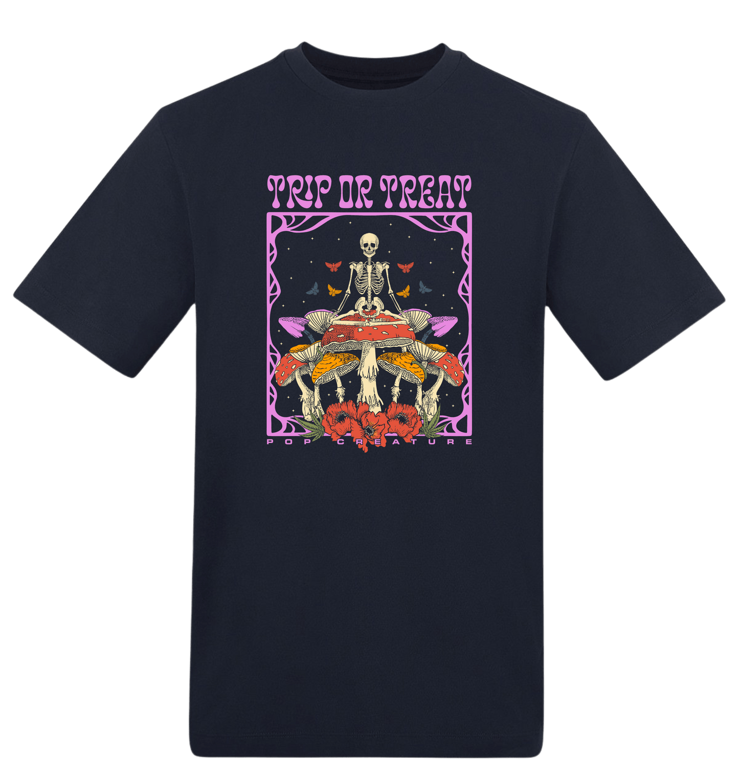 New French Navy Printed T-shirt Front