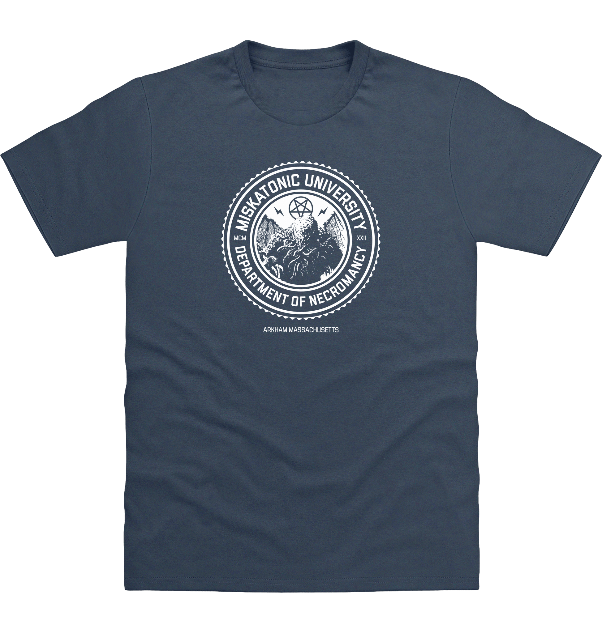 Airforce Blue Printed T-shirt Front