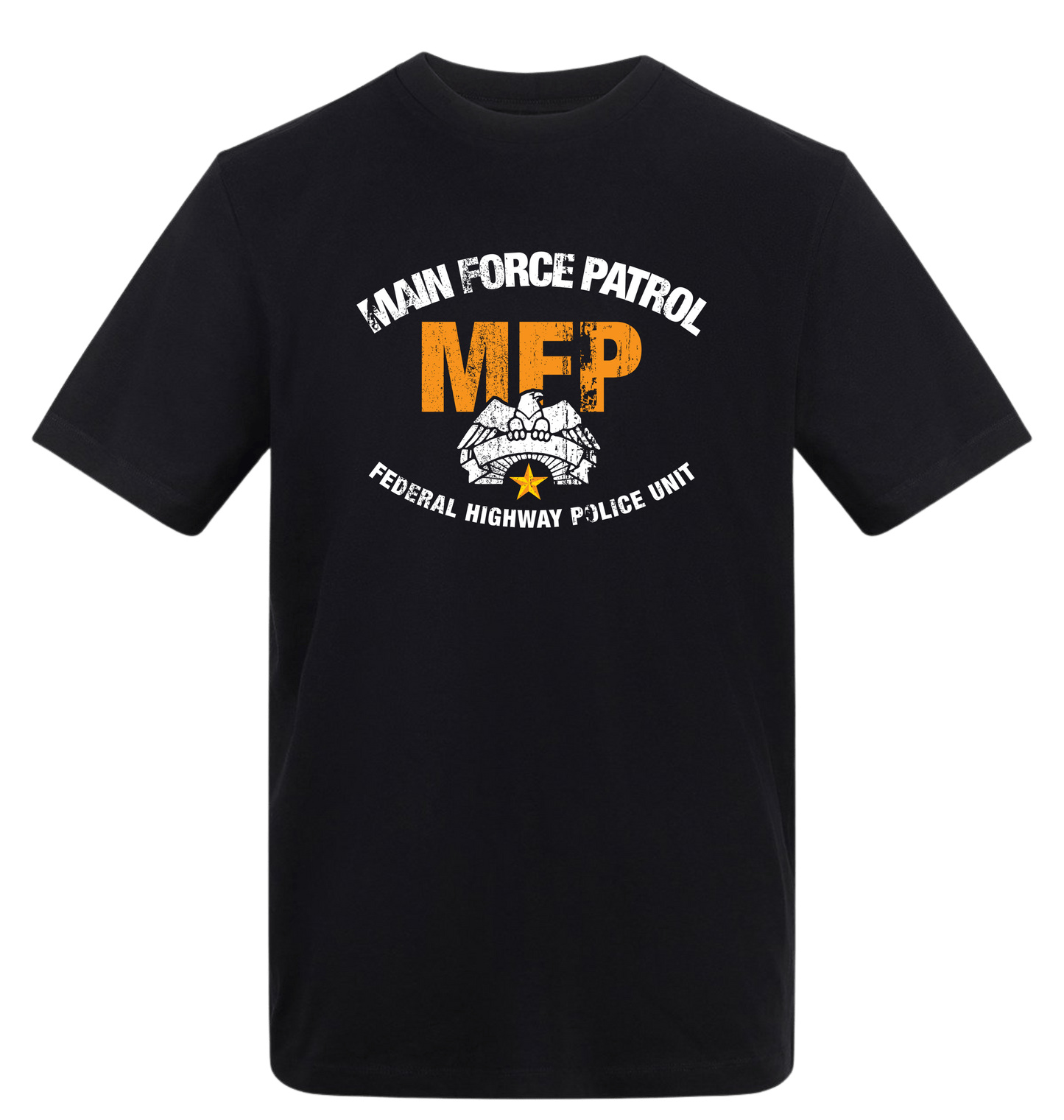 Deep Black Printed T-shirt Front