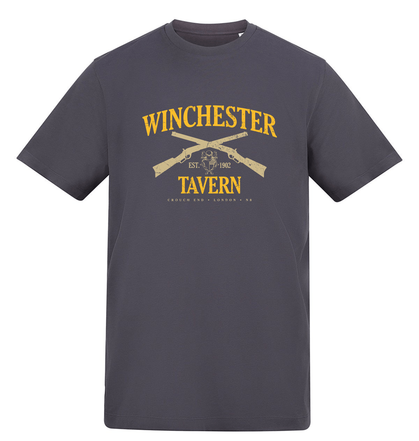 Solid Charcoal Printed T-shirt Front