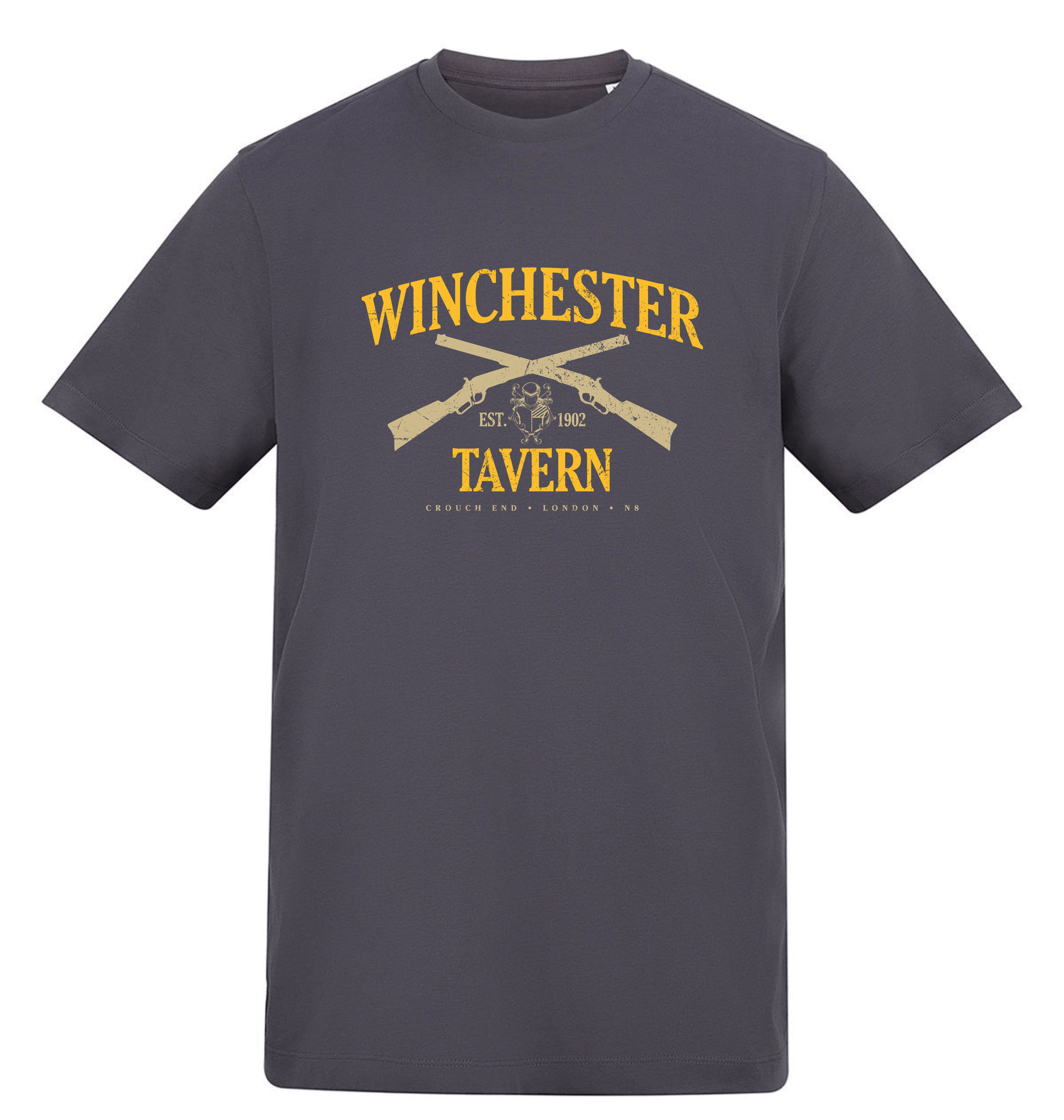 Solid Charcoal Printed T-shirt Front