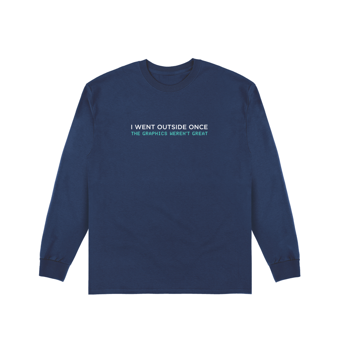 Navy Printed Long Sleeve T Shirt Front