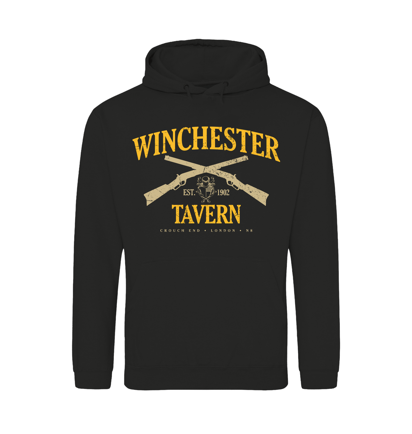 Jet Black Printed Hoody Front