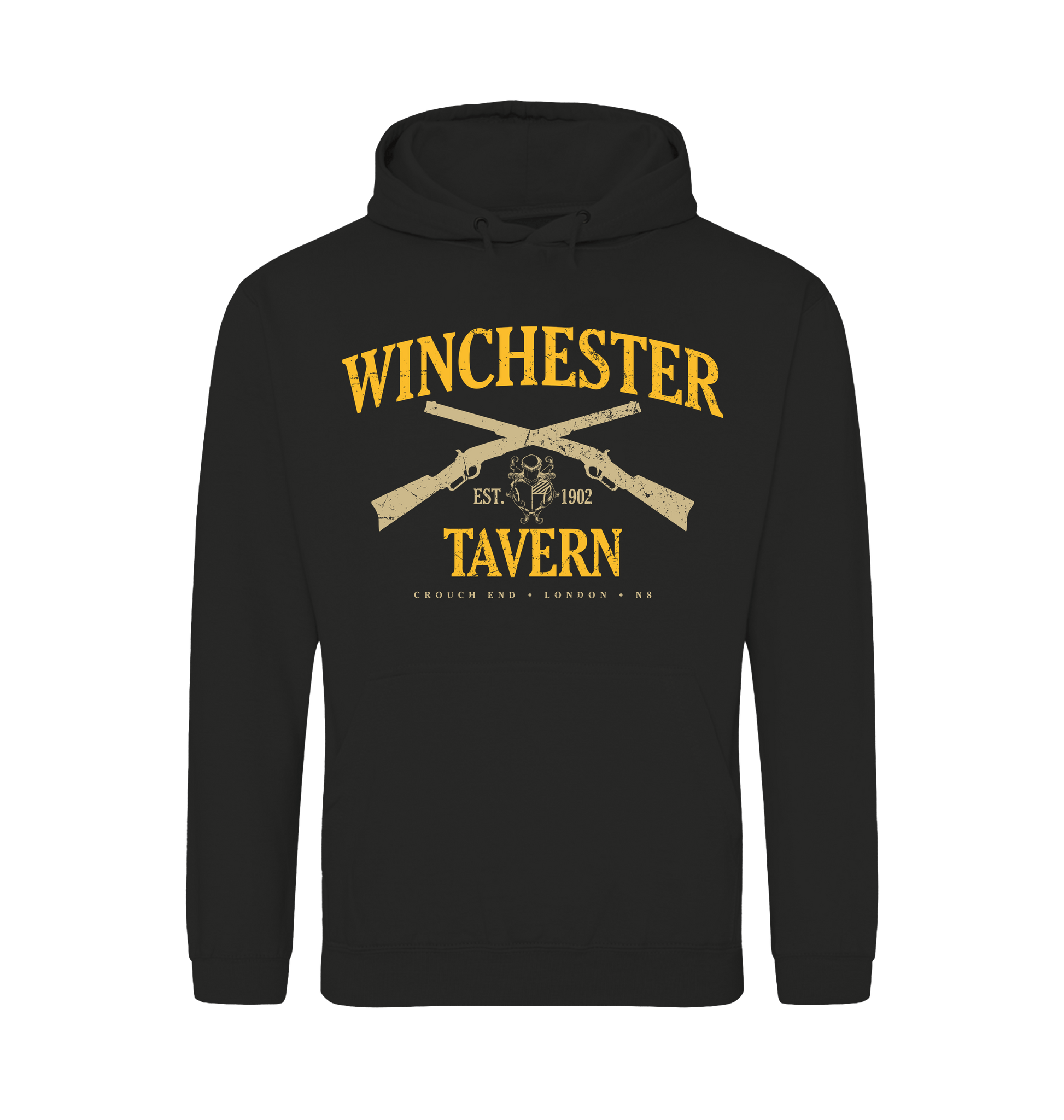 Jet Black Printed Hoody Front
