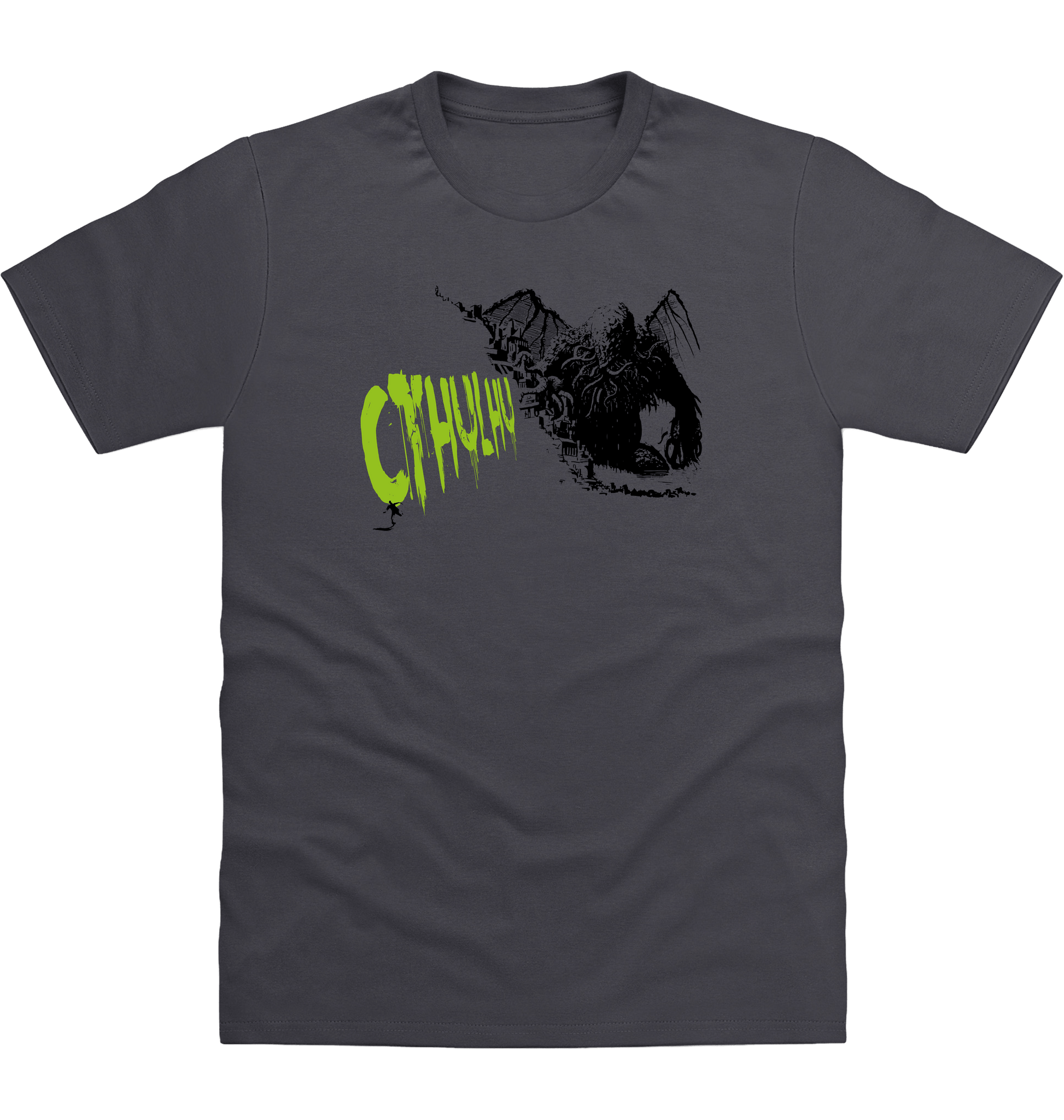 Solid Charcoal Printed T-shirt Front
