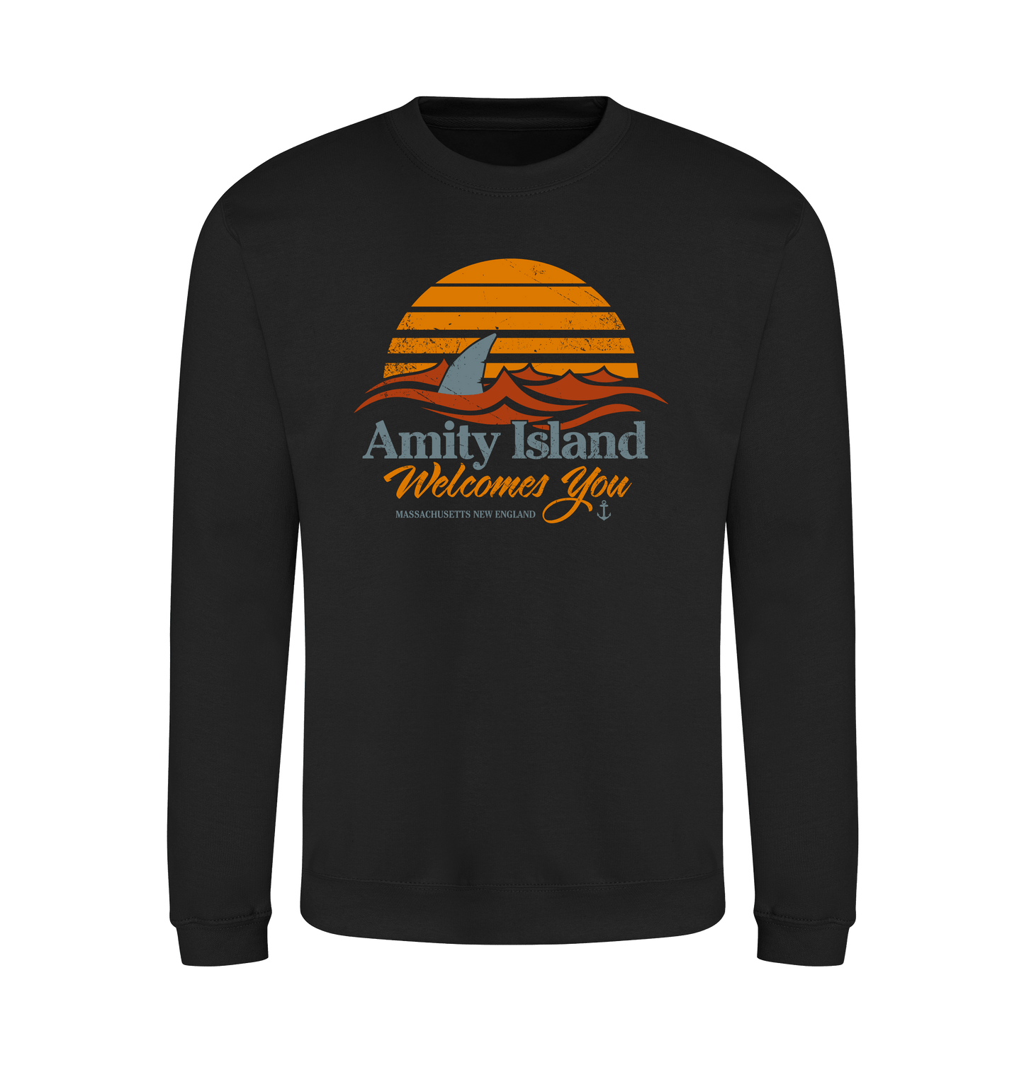 Jet Black Printed Sweater Front