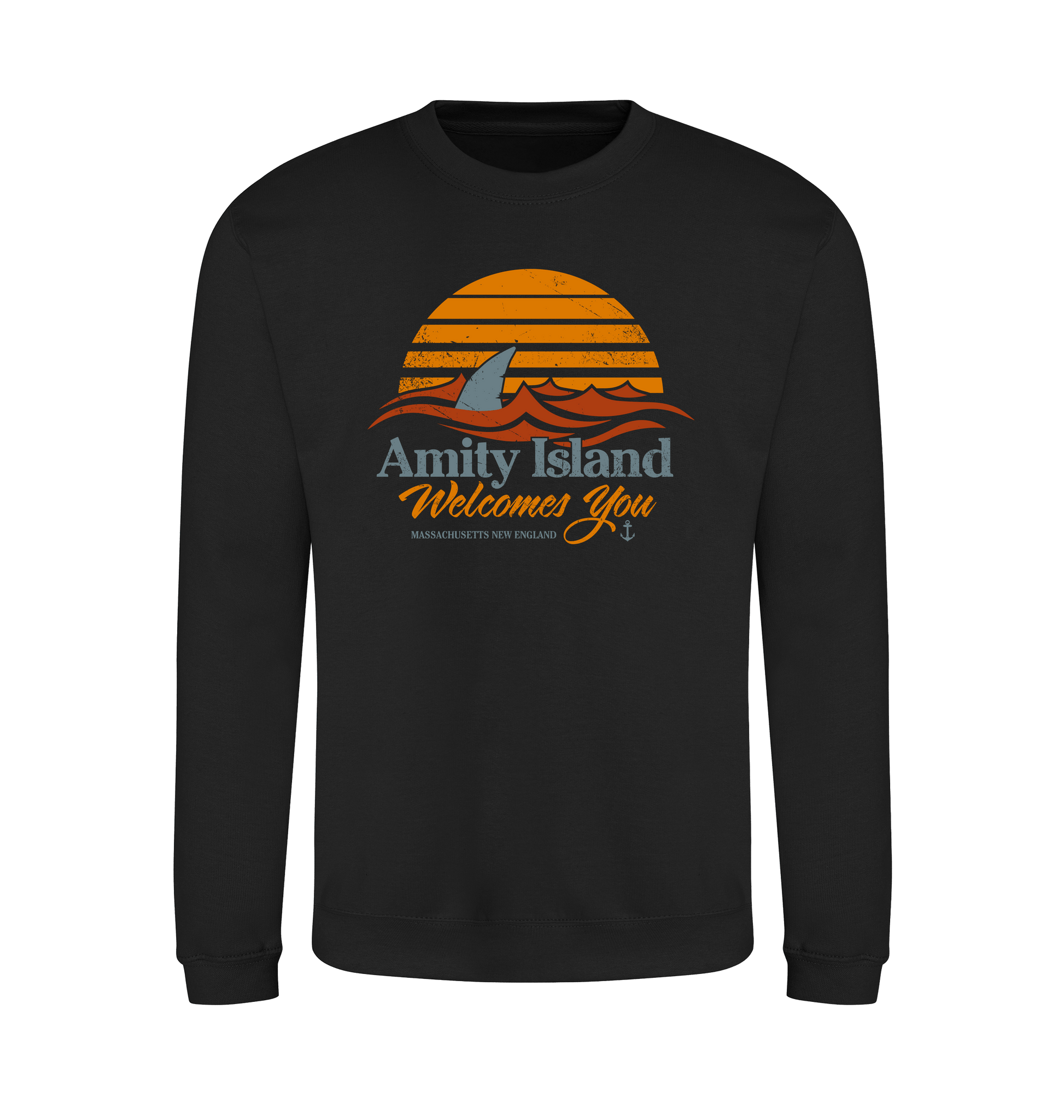 Jet Black Printed Sweater Front