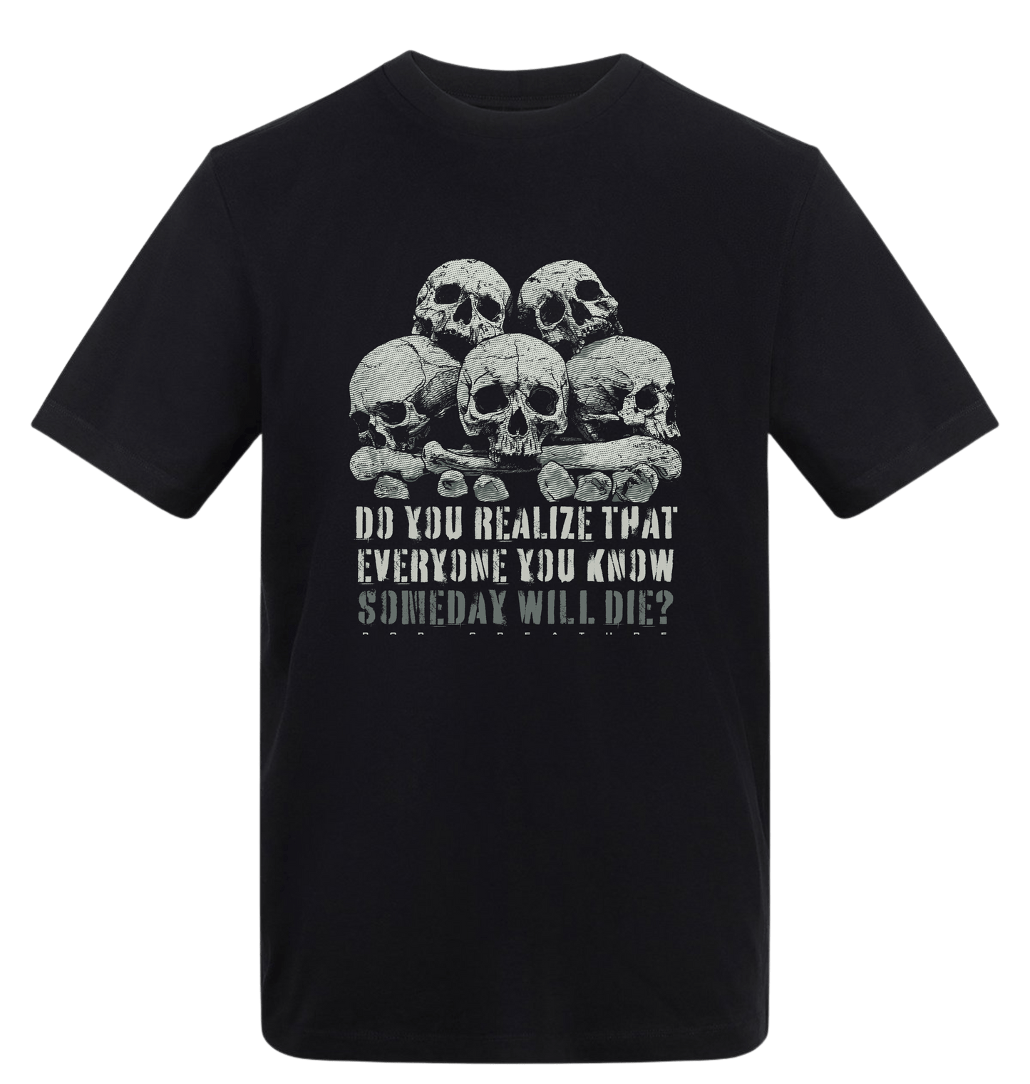 Deep Black Printed T-shirt Front