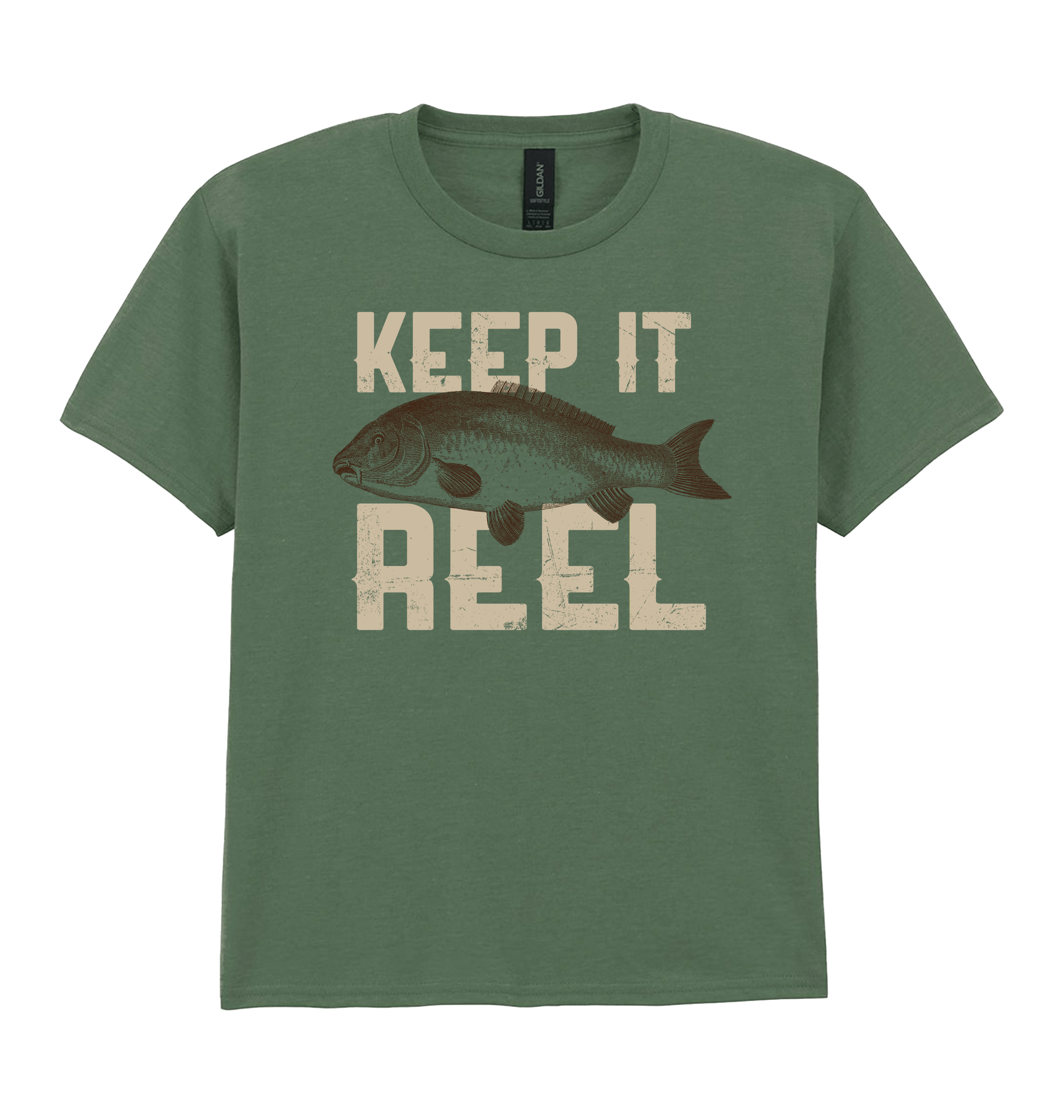 Military Green Printed Kids T-Shirt Front