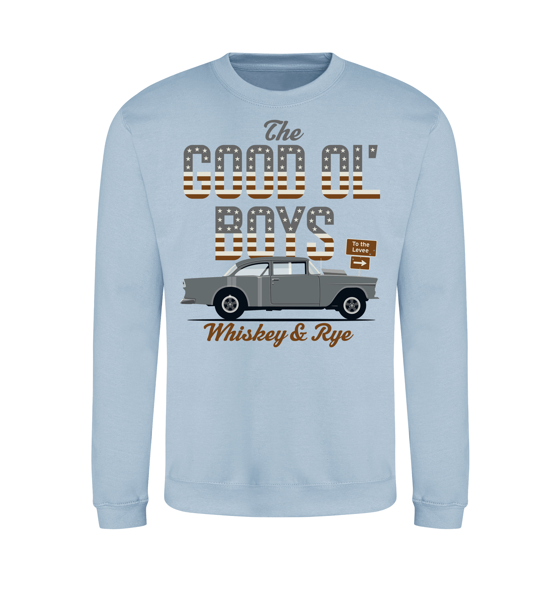 Sky Blue Printed Sweater Front
