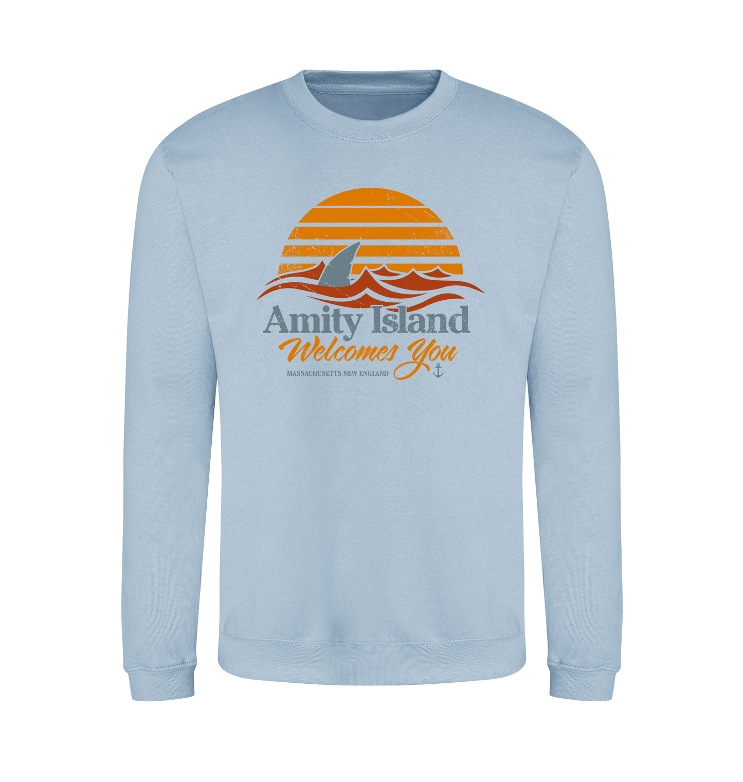 Sky Blue Printed Sweater Front