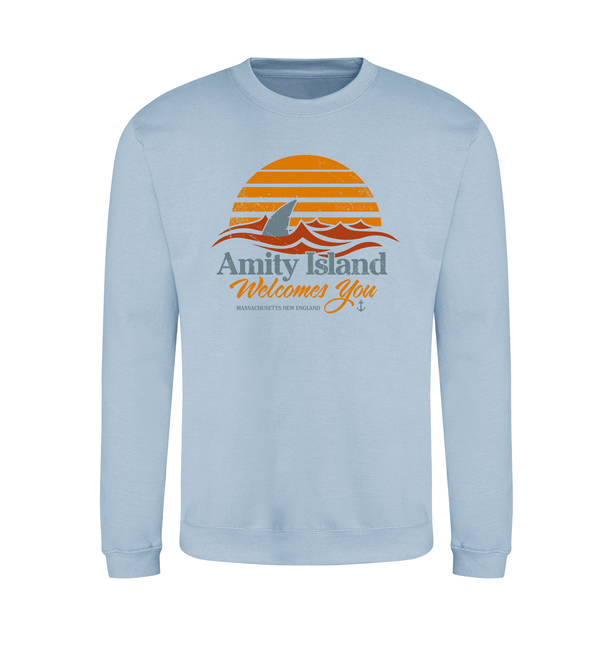 Sky Blue Printed Sweater Front
